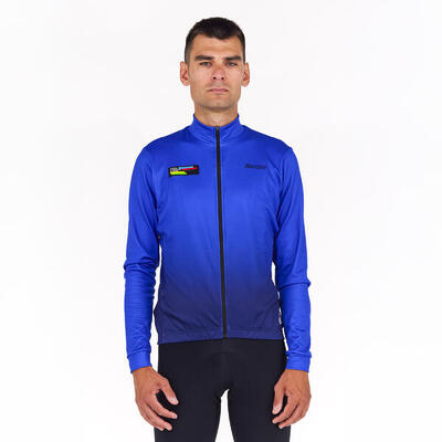 Maglia manica lunga ciclismo mezza stagione tempo fresco Santini Color Blu UCI