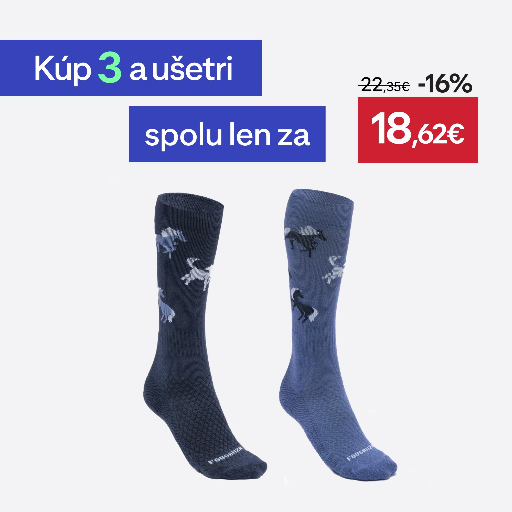 FOUGANZA Detské podkolienky SKS 500 2 páry tmavomodré a sivomodré 31-34