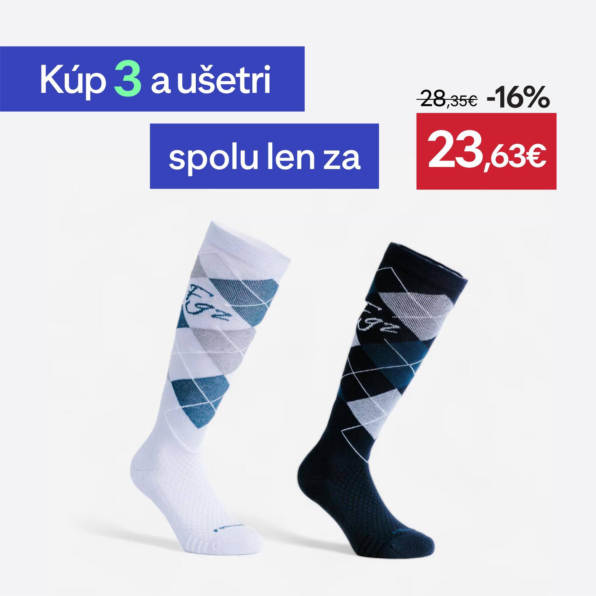 Adult Horse Riding Socks 500 Twin-Pack - Lavender Purple/Navy Graphic Designs -  4