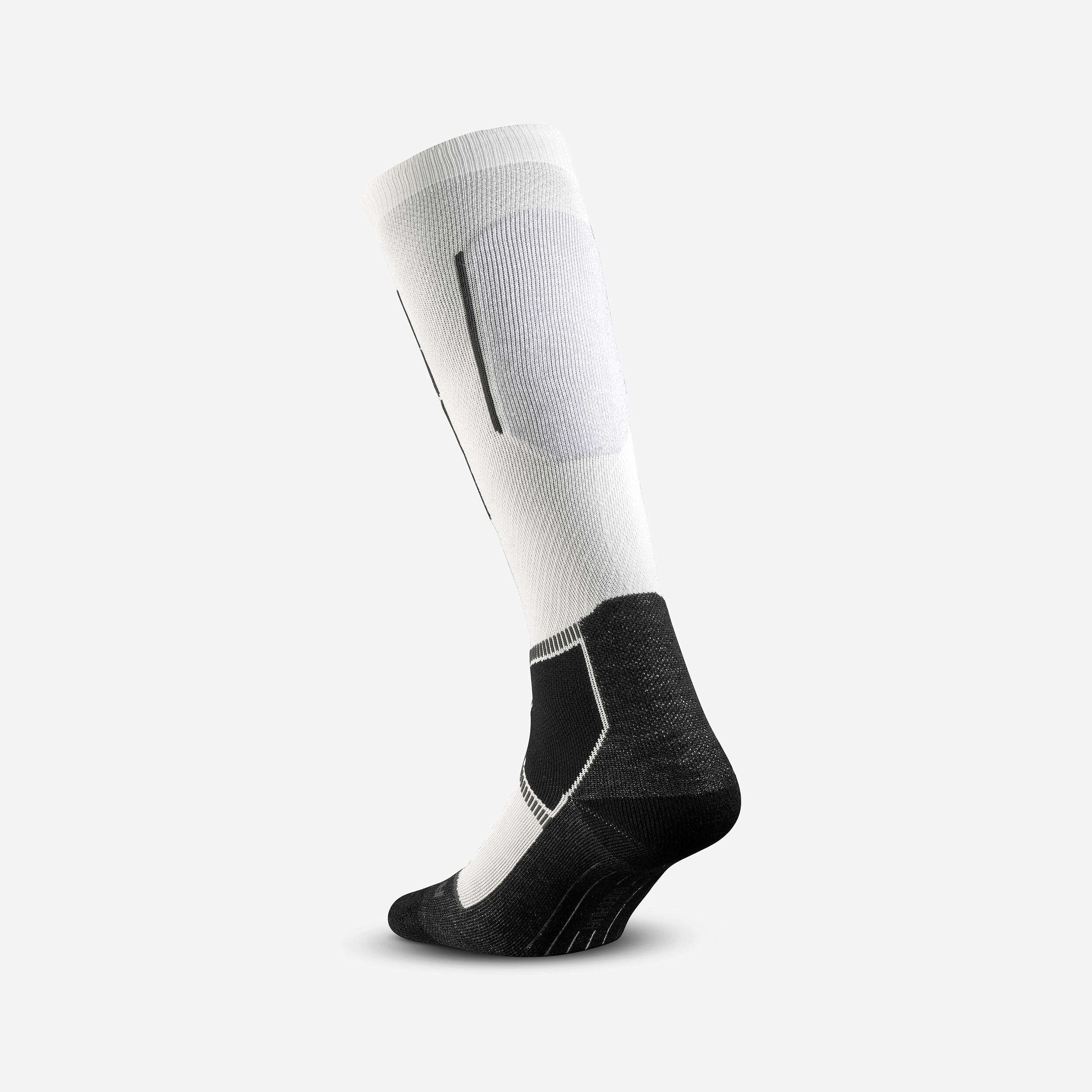 Chaussettes thermiques  de ski en laine Mérinos adulte, 500 noir et blanc 4/5
