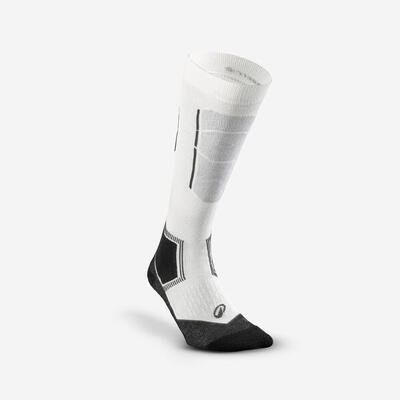 Skisokken 500 merino voor volwassenen zwart wit
