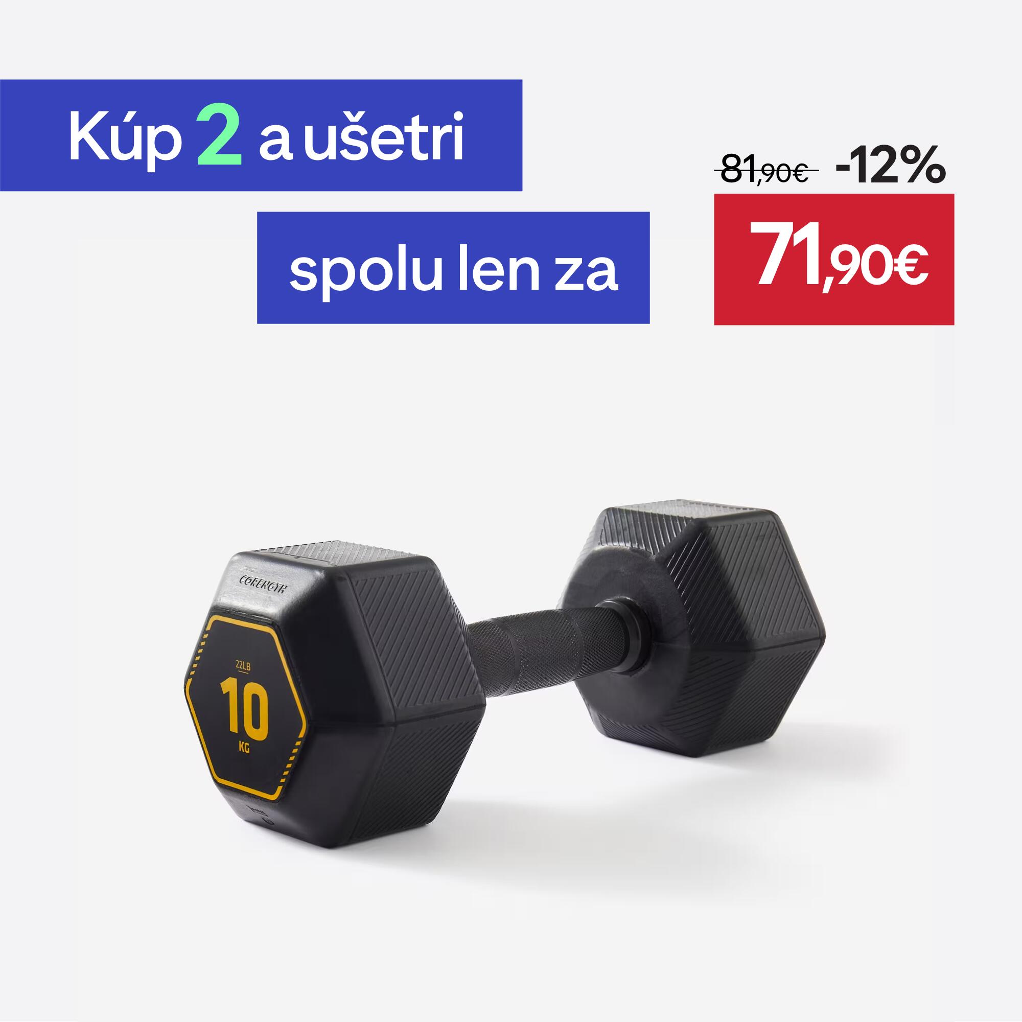 CORENGTH Šesťhranná činka Hex Dumbbell 10 kg na kruhový tréning a posilňovanie čierna
