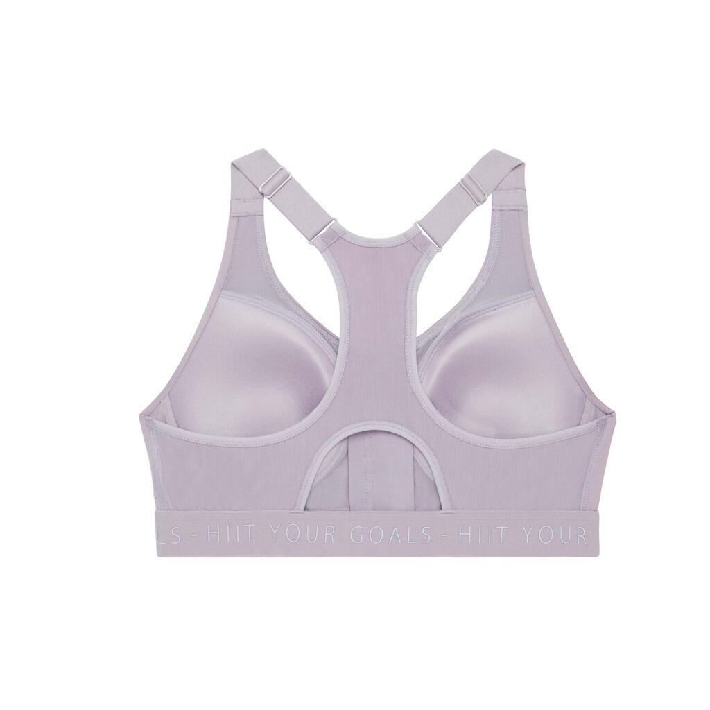 Brassiere-top de fitness de sujeción alta con rellenos y cierre para mujer