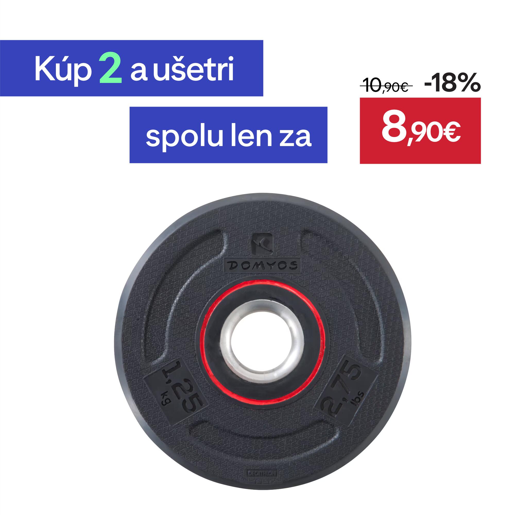 DOMYOS Gumený kotúč na posilňovanie 28 mm/1,25 kg 1,25 kg