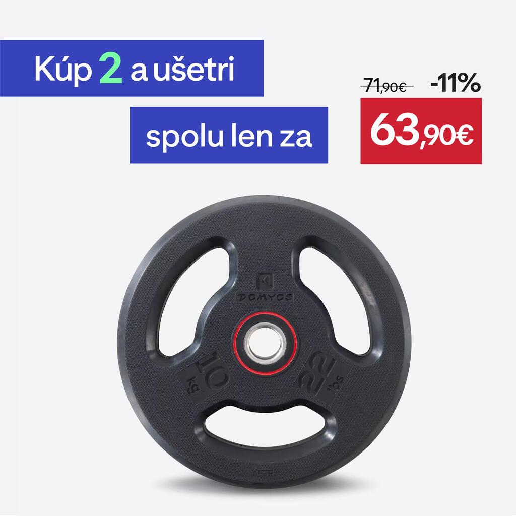 Gumený kotúč na posilňovanie s rukoväťami 28 mm 10 kg