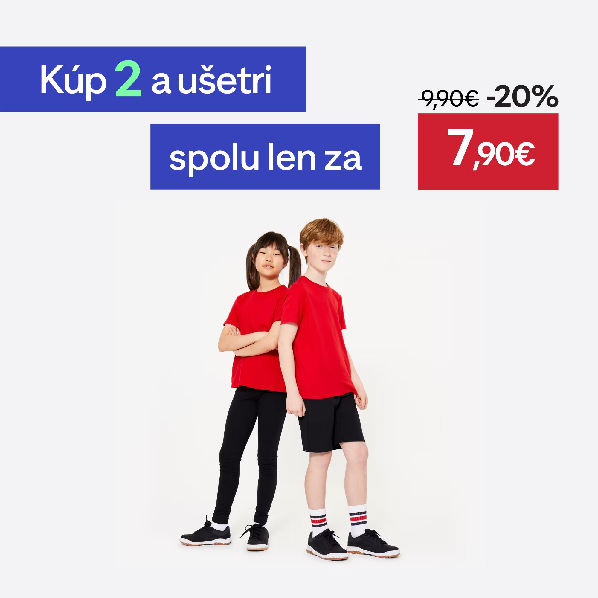 DOMYOS Detské bavlnené tričko unisex na cvičenie červené 131-140 cm