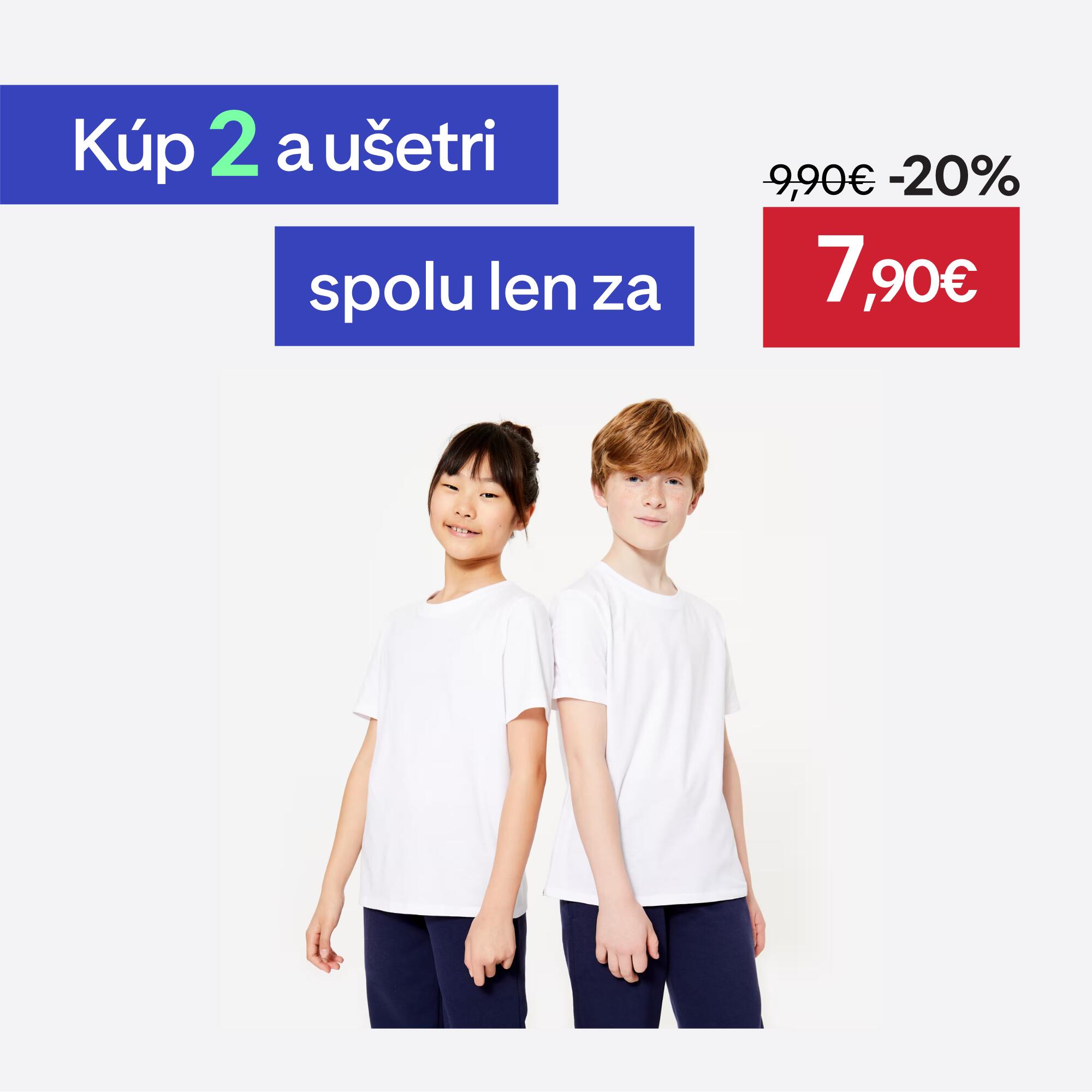 DOMYOS Detské priedušné multišportové tričko biele 113-122 cm