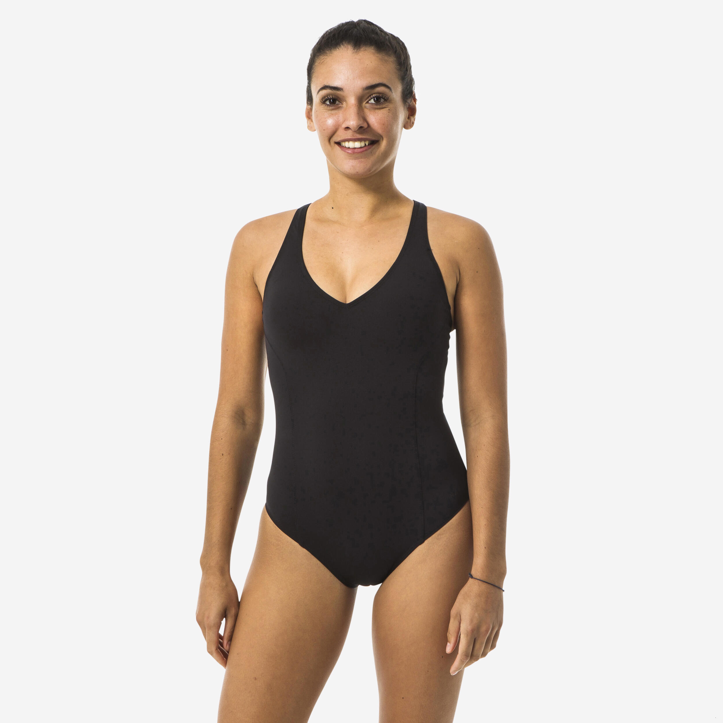 Women's Swimming One-Piece Swimsuit Pearl - Black
