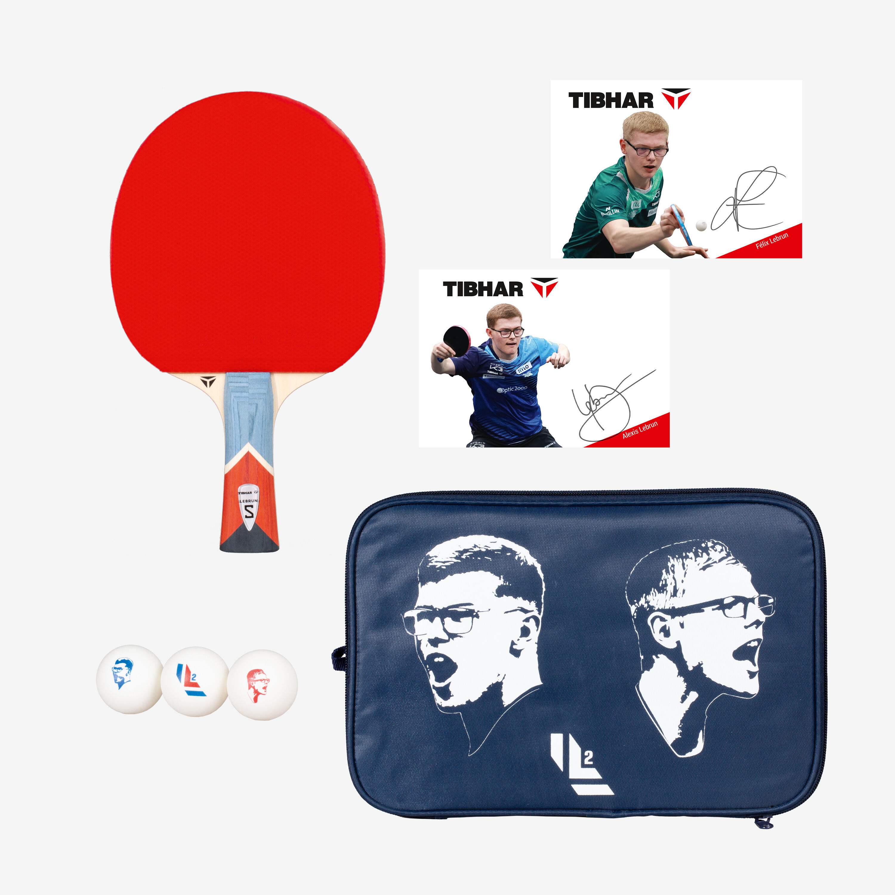 TIBHAR Súprava Lebrun na stolný tenis (1 raketa + obal + 3 loptičky + 2 karty)