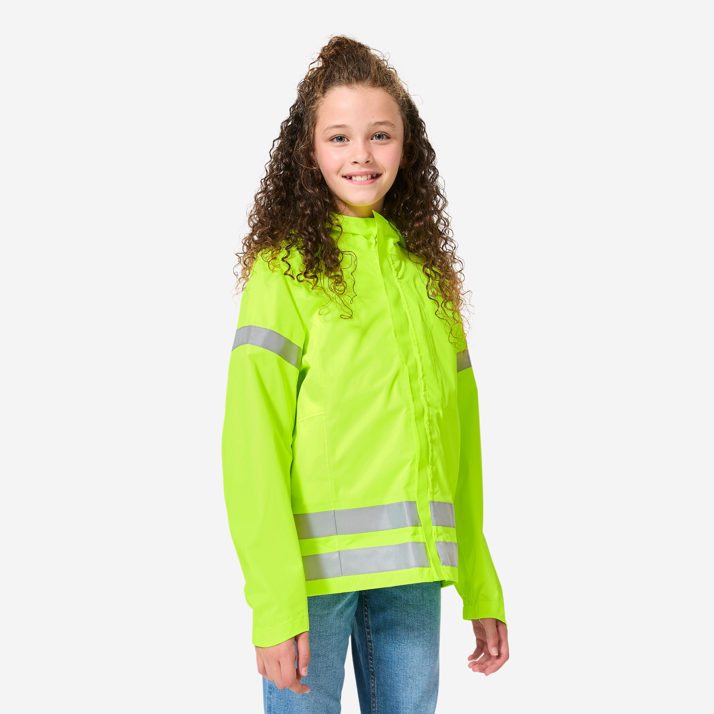 BTWIN Fahrrad Regenjacke 500 Kinder neongelb
