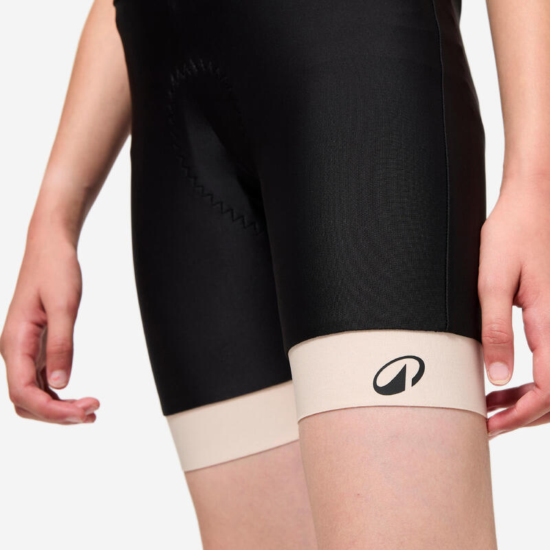Pantalon scurt ciclism 7-13 ani 500 Negru și bej Copii