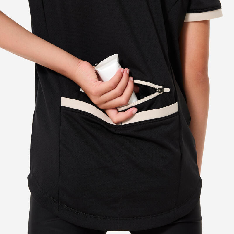 Tricou ciclism 500 Negru Copii 7-11 ani