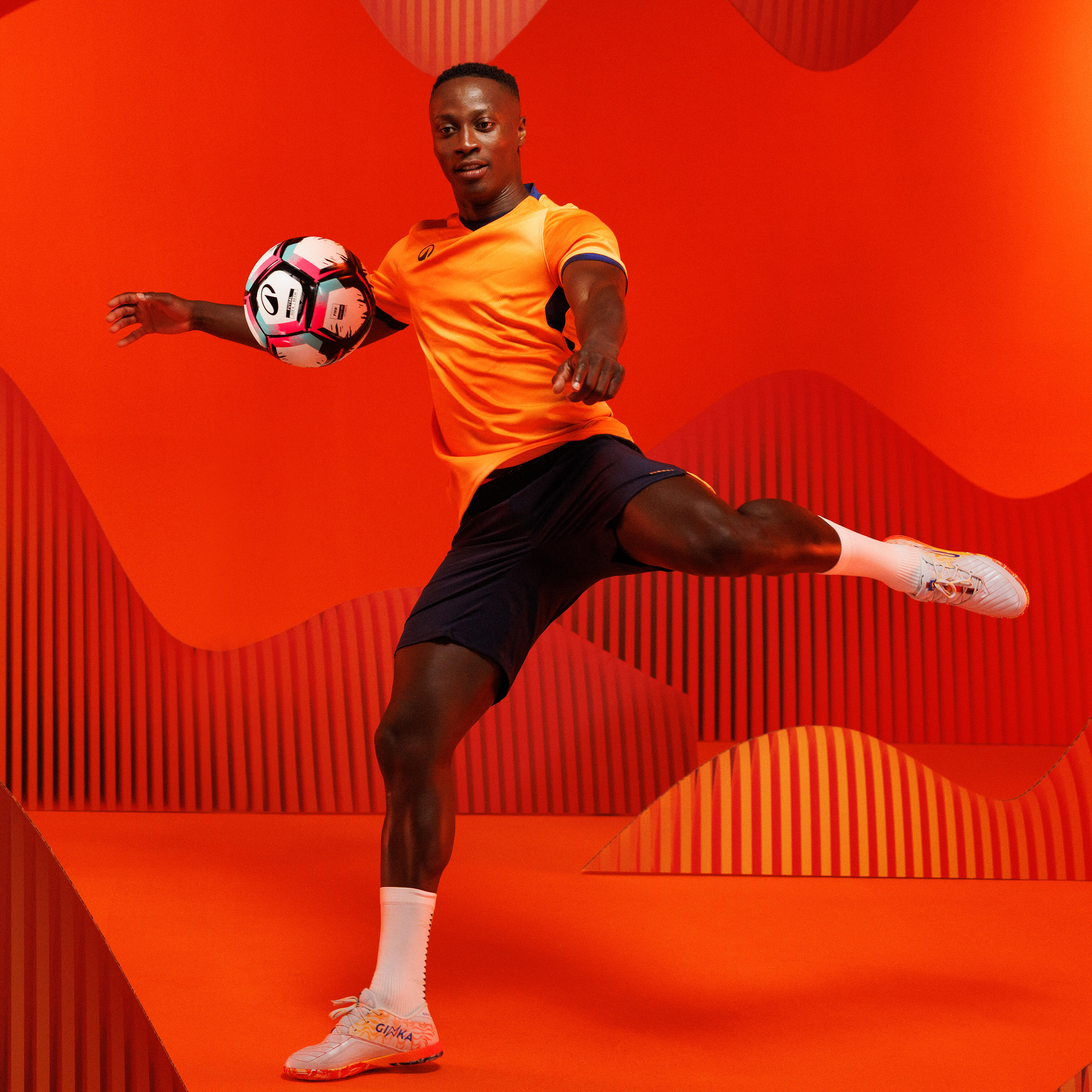 Soccer Shorts - CLR Navy/Orange - KIPSTA