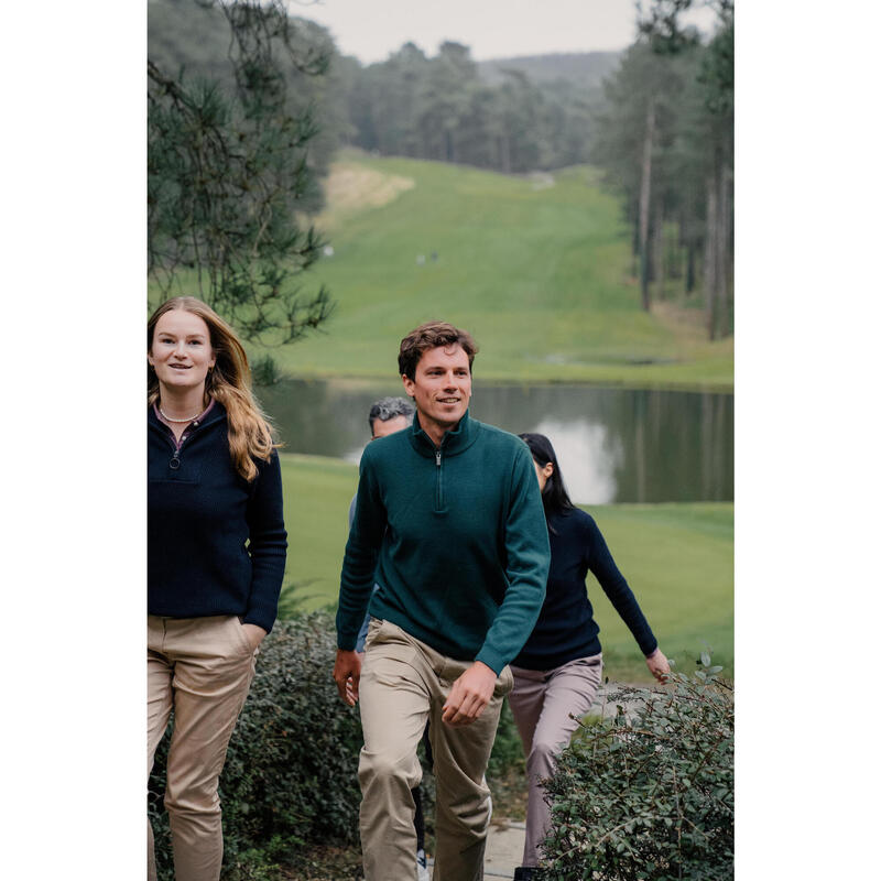 Pulover golf guler ridicat cu fermoar MW500 Verde Bărbați