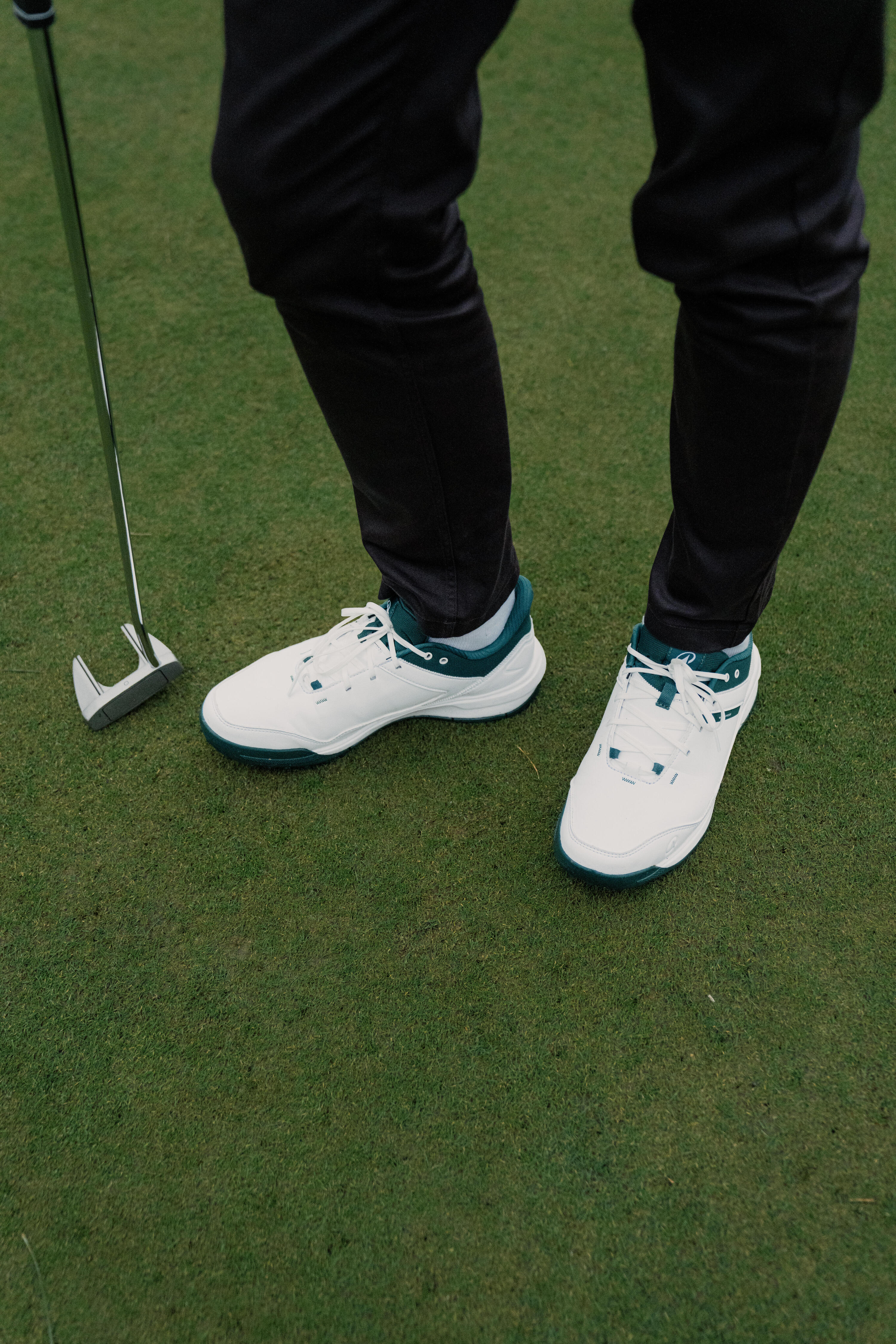 Chaussures de golf imperméables, MW500 blanc et vert 8/10