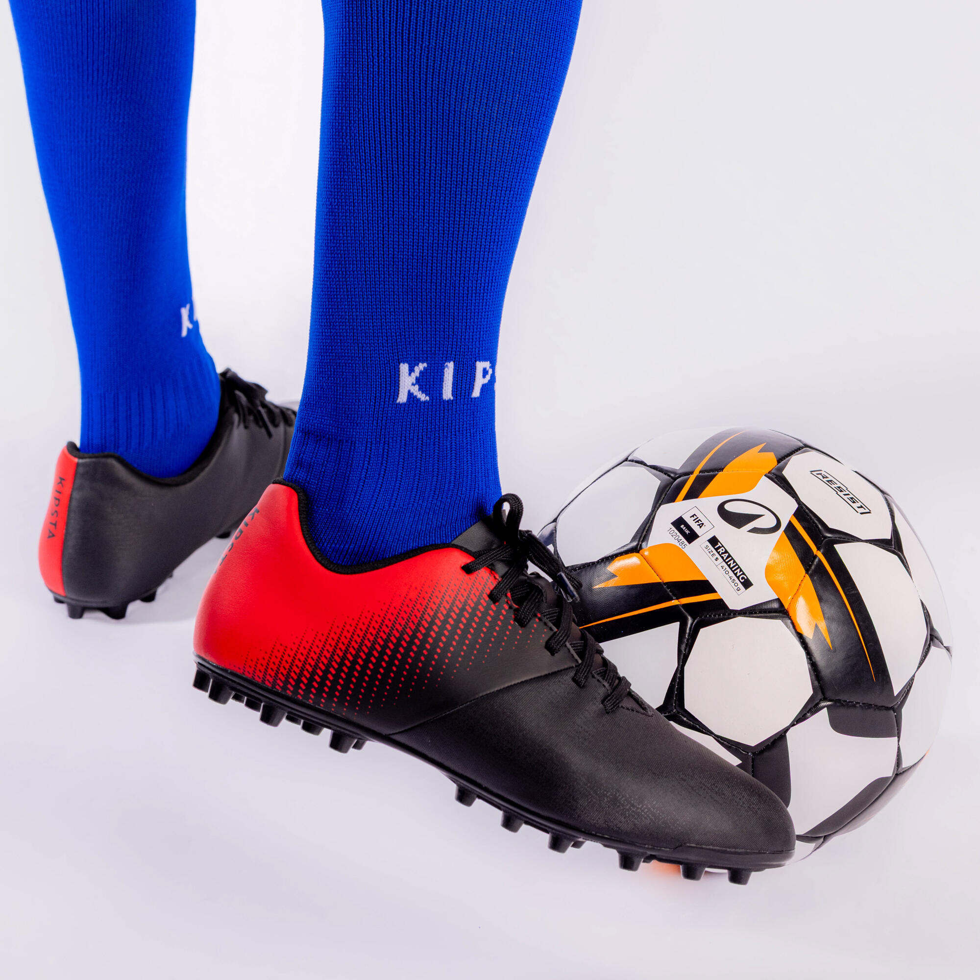 Men Football Shoes Agility 100 for Firm Ground Black Red