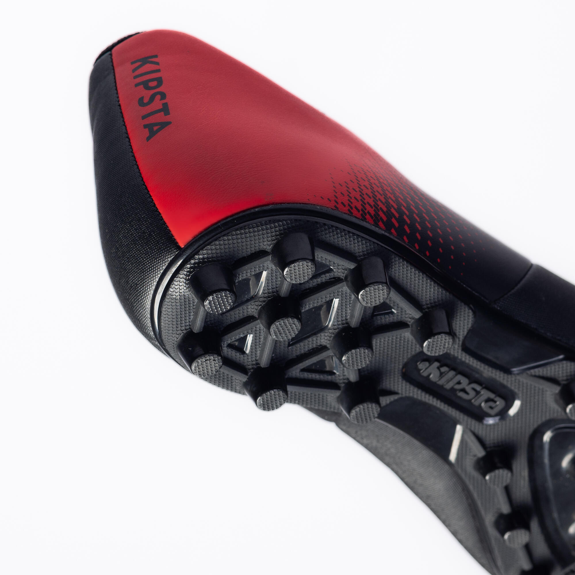 Men Football Shoes Agility 100 for Firm Ground Black Red