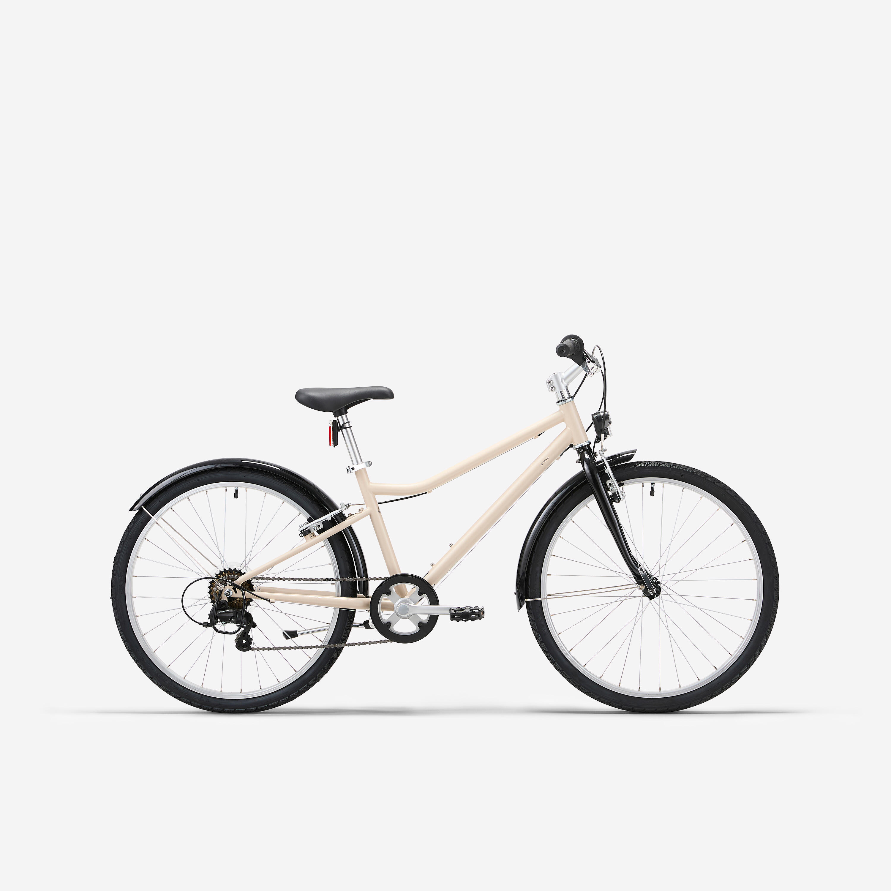 Vélo tout chemin enfant 24 pouces 9-12 ans, BTWIN 500 beige