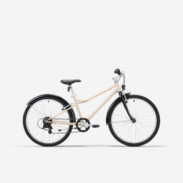 Vélo tout chemin enfant 24 pouces 9-12 ans, BTWIN 500 beige