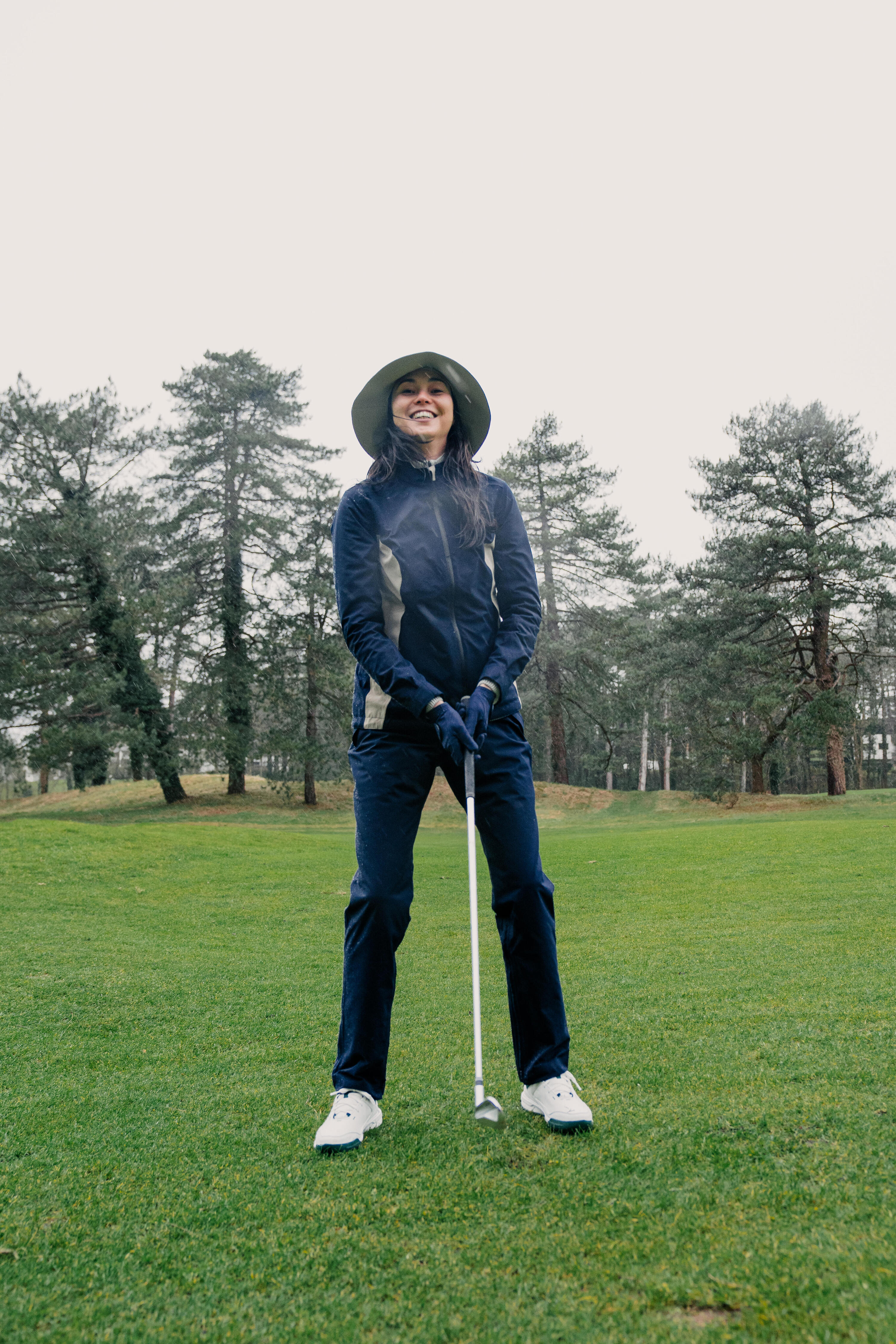 Casaco de Chuva Impermeável de Golf Mulher, RW500 Azul e bege 13/14
