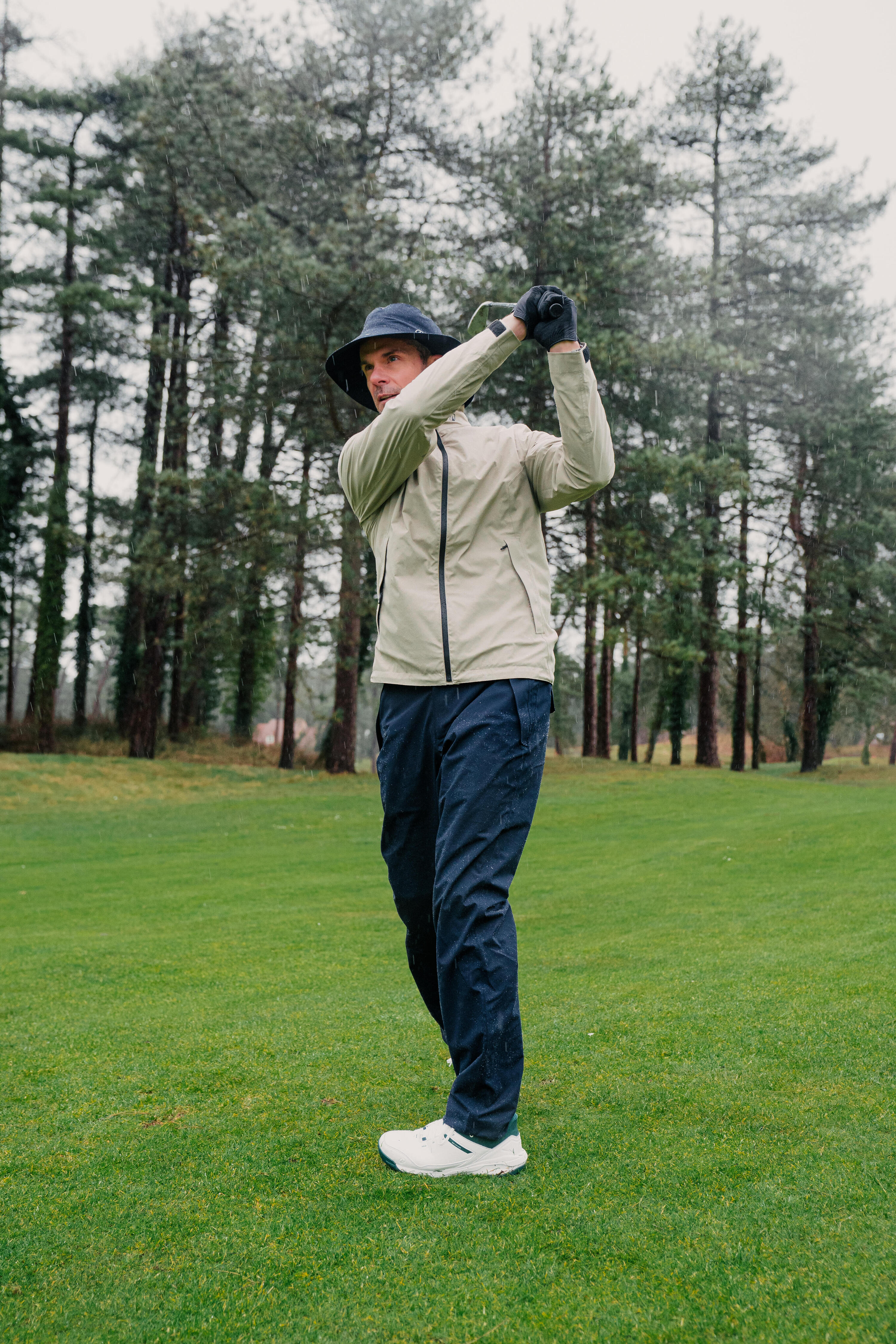Veste de pluie de golf imperméable Homme, RW500 beige 13/14