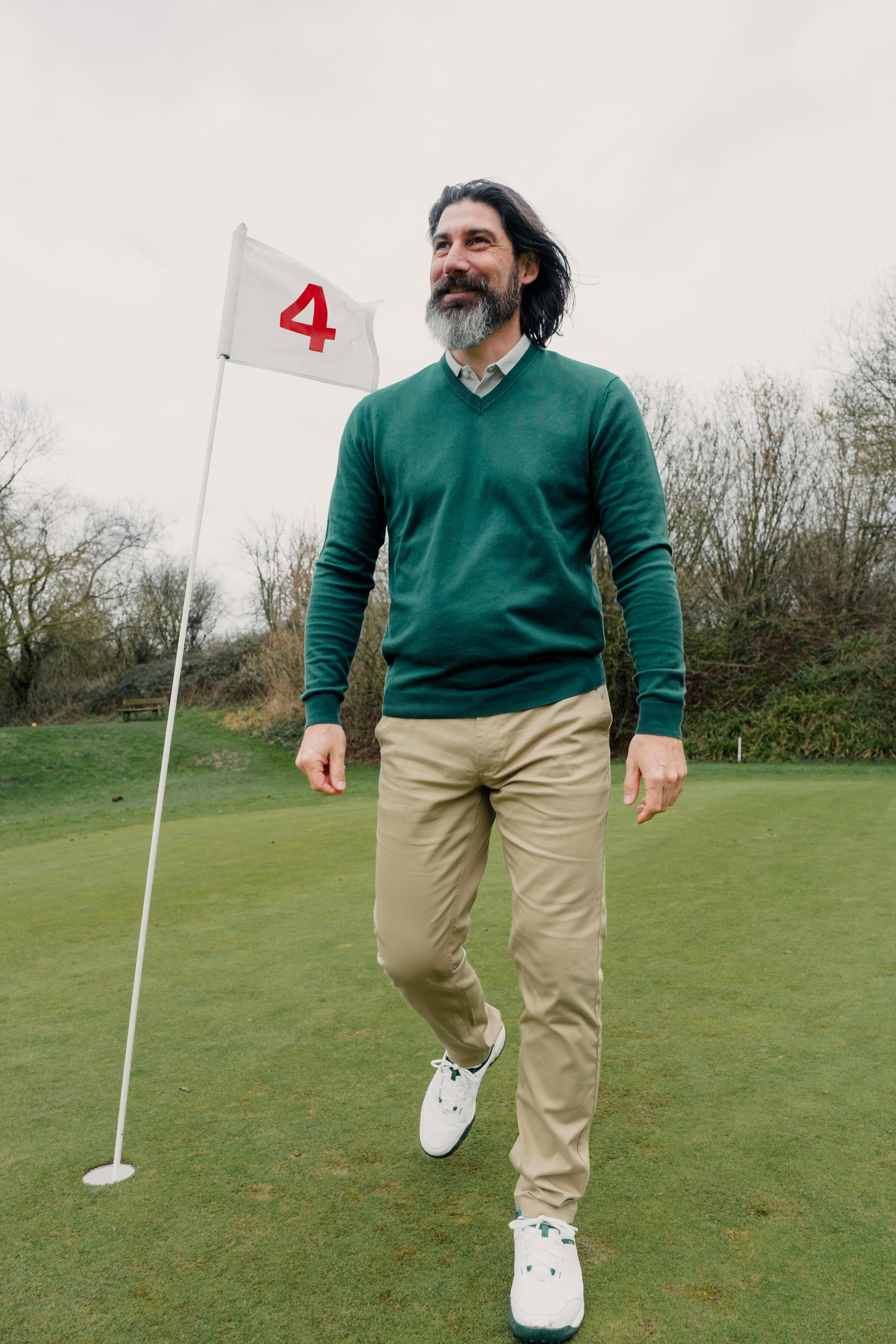 Jersey de golf 100 % algodón cuello V hombre, MW100 verde 8/8