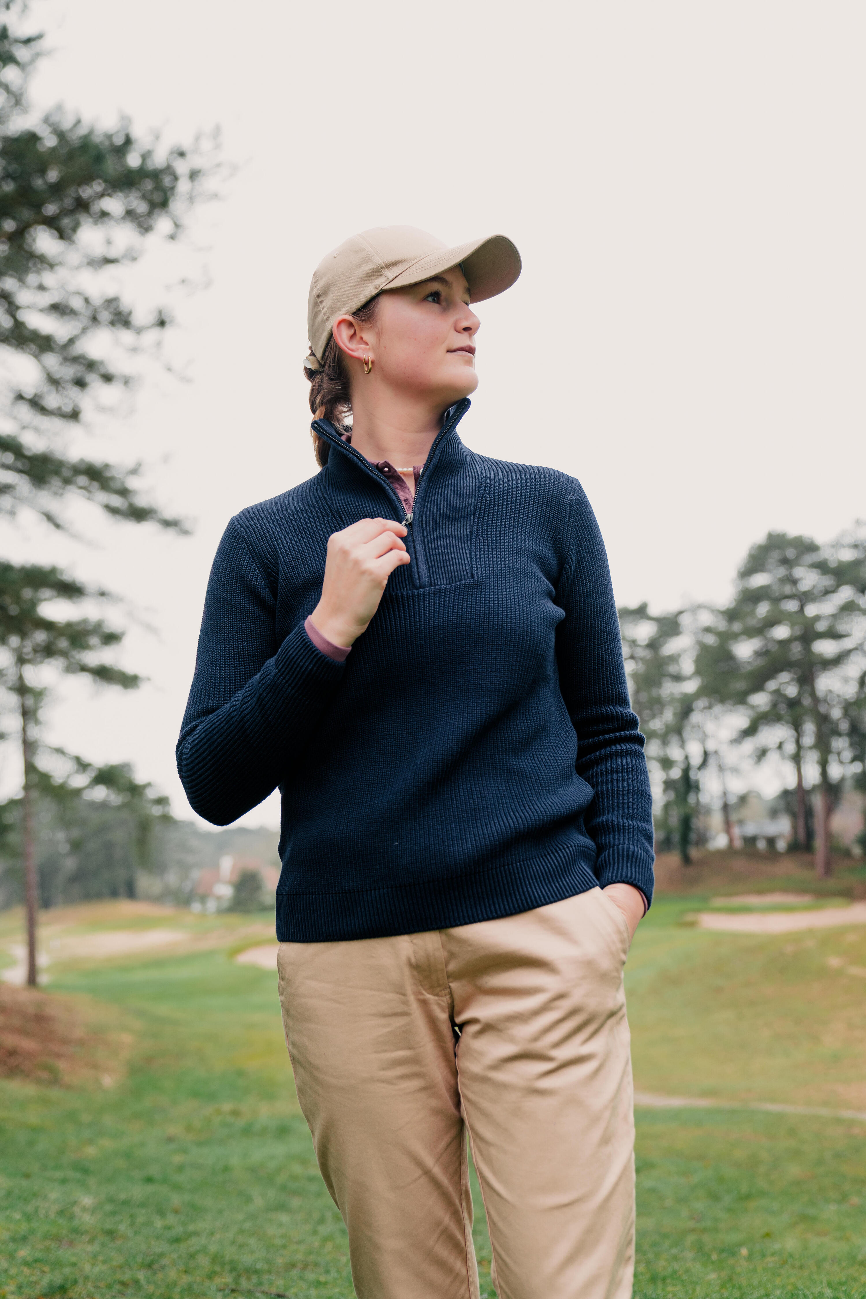 Maglione golf donna MW 500 blu 6/9