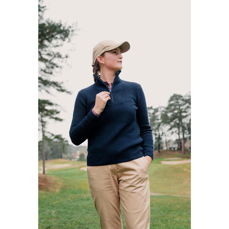 Pulover golf cu fermoar MW500 Bleumarin Damă