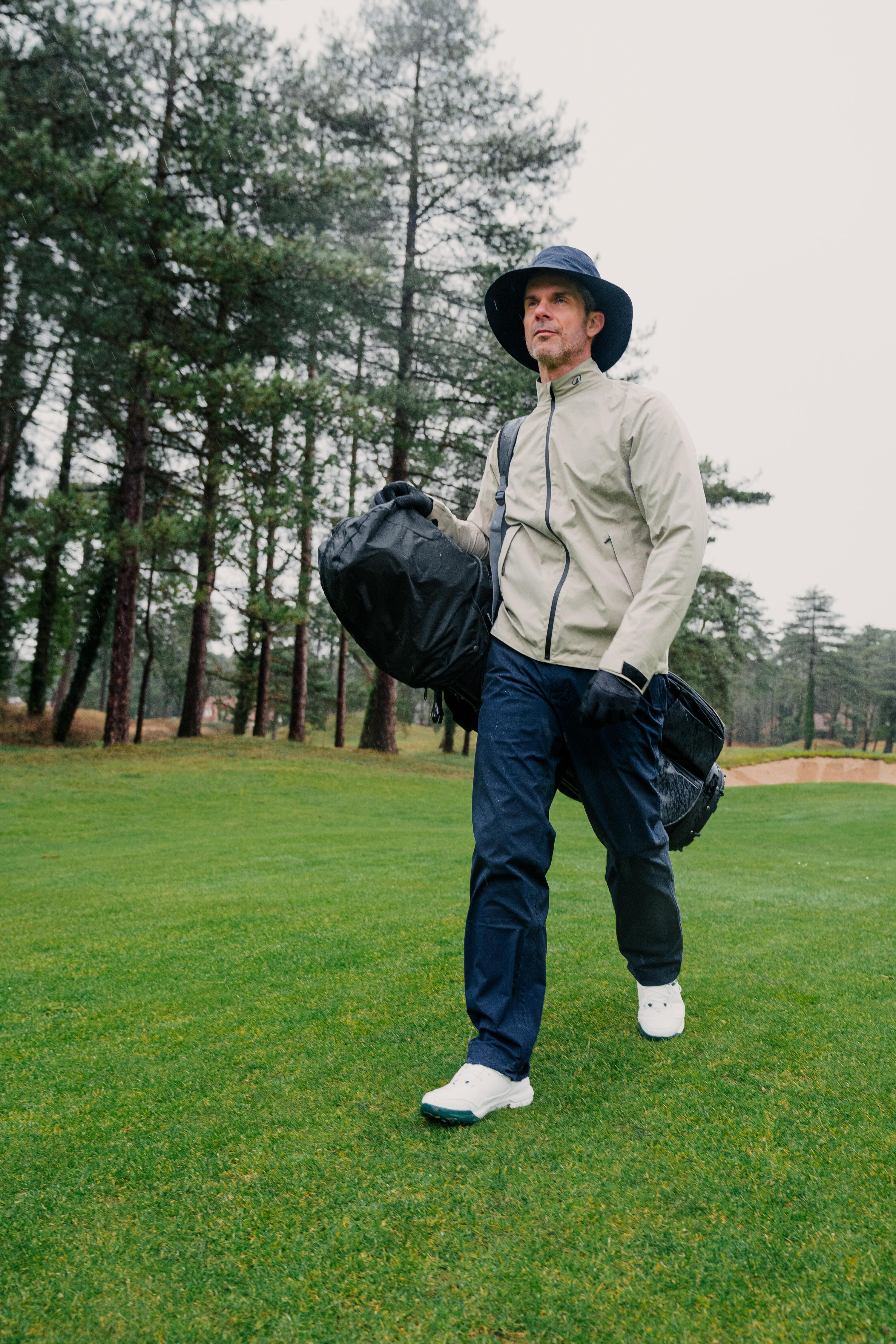 Veste de pluie de golf imperméable Homme, RW500 beige 11/14