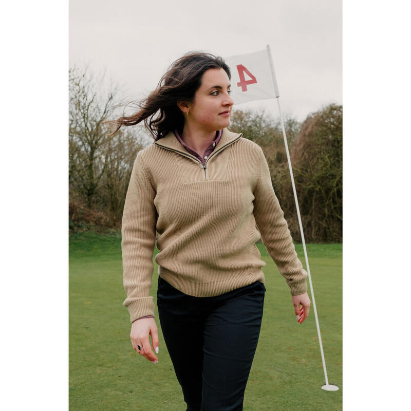 Pulover golf cu fermoar MW500 Bej Damă