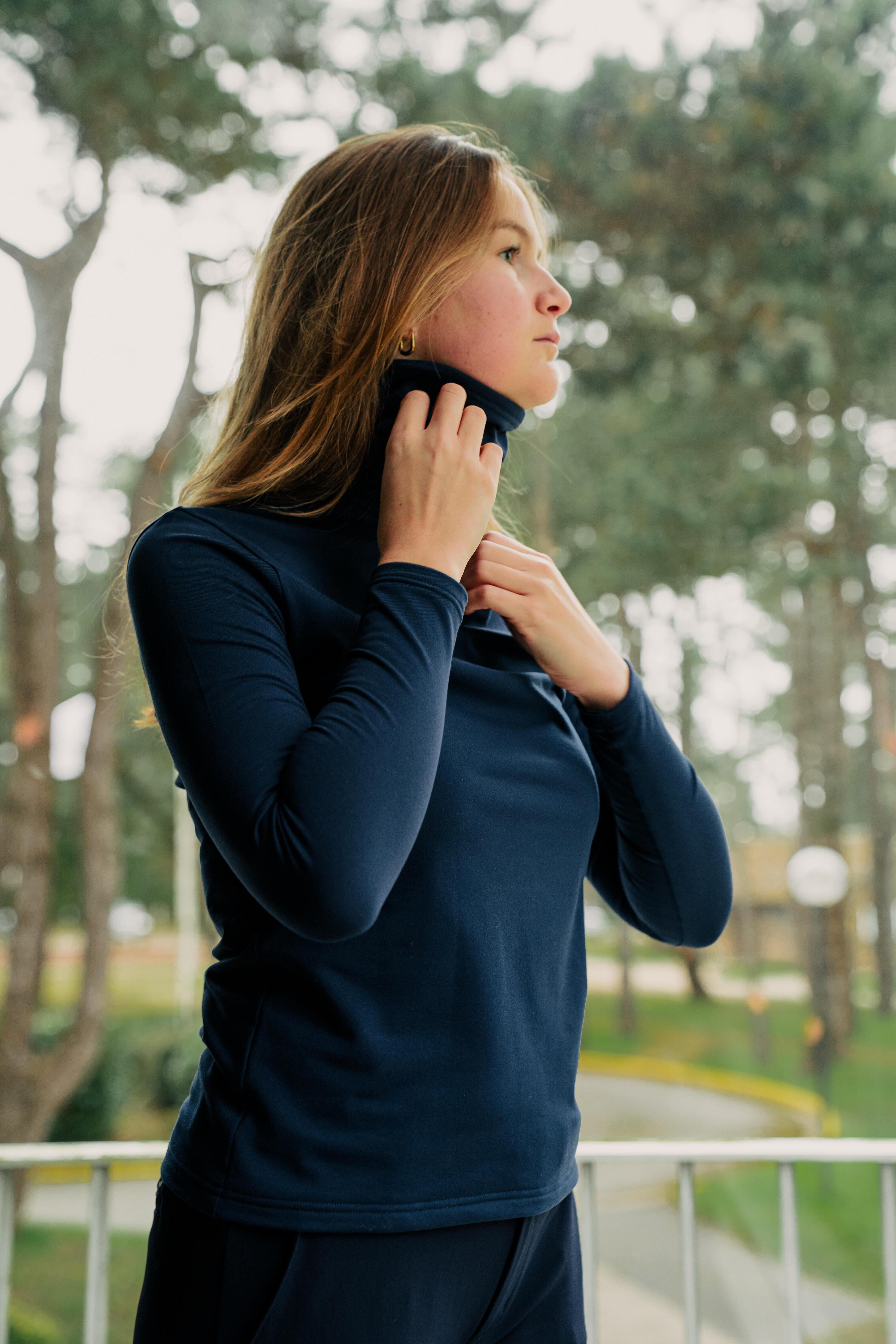 Sous-pull de golf thermique col roulé femme, CW500 bleu marine 10/11