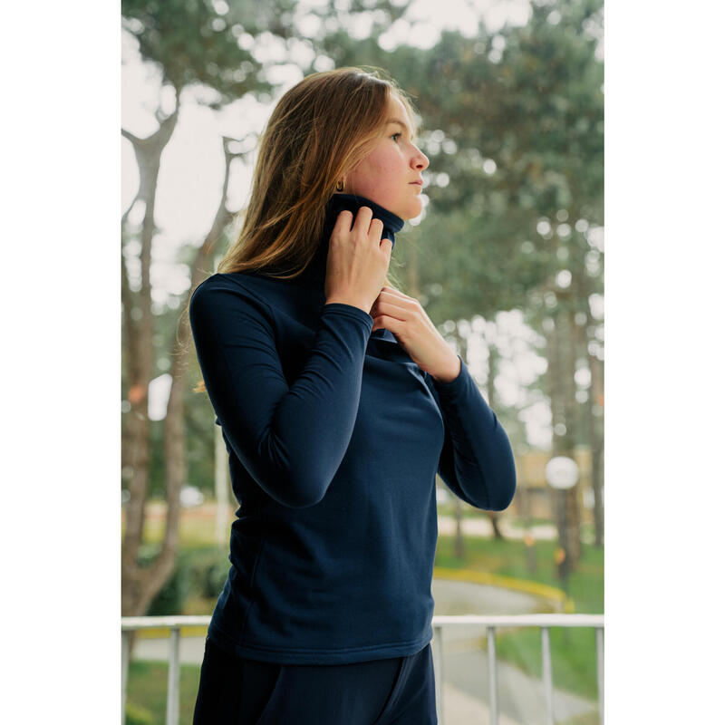 Pulover termic golf guler rulat CW500 Bleumarin Damă