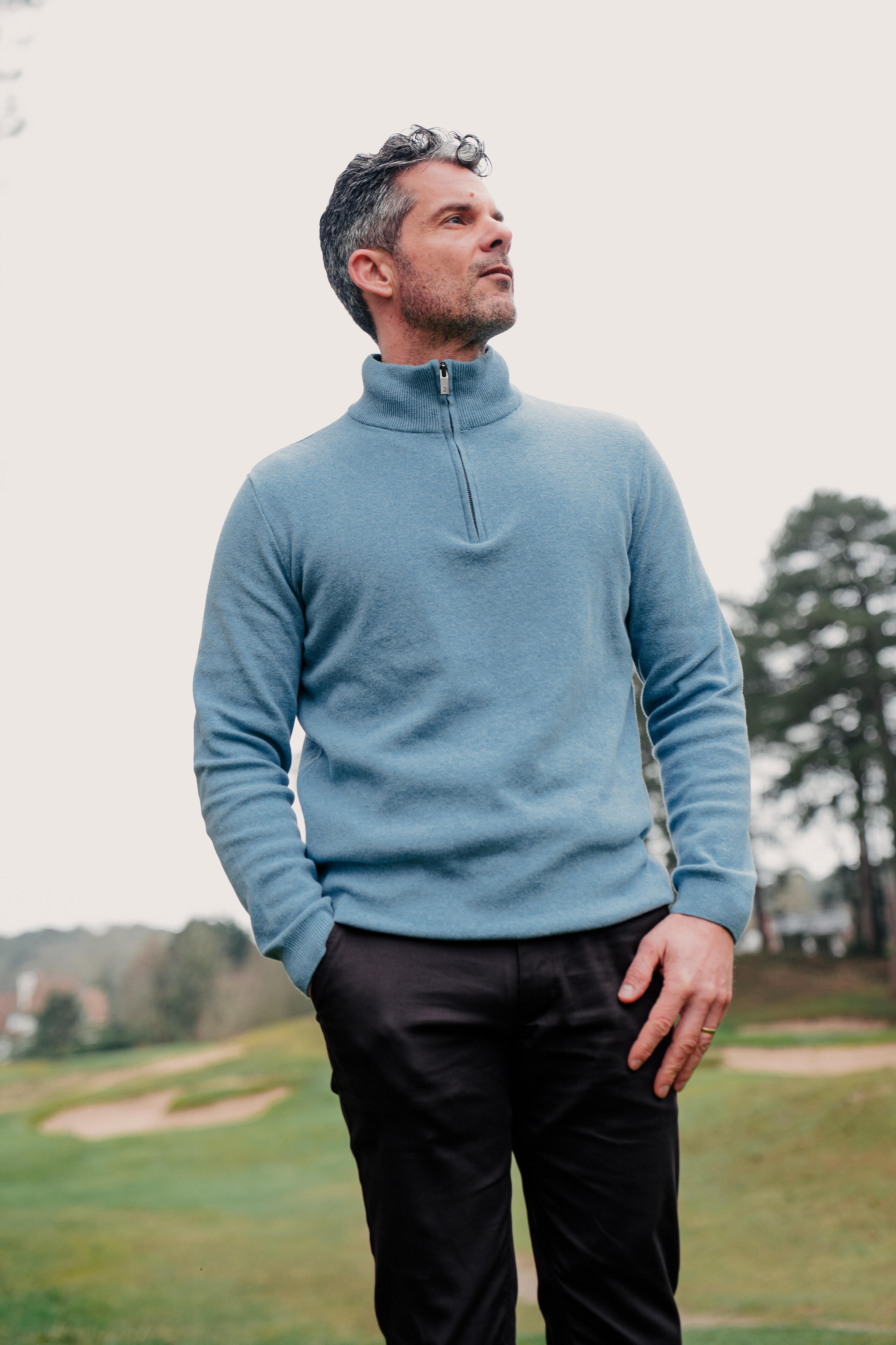 Maglione golf uomo MW 500 celeste 7/10