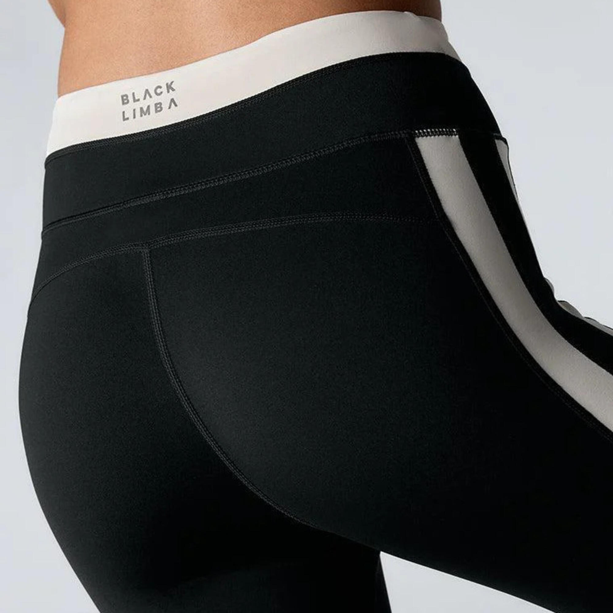 Mallas deportivas 7/8 tiro alto con bolsillo Mujer Black Limba yinyang negro 4/7