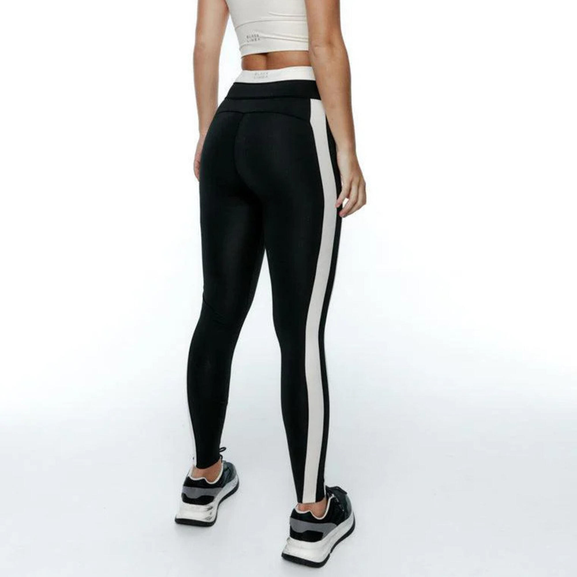 Mallas deportivas 7/8 tiro alto con bolsillo Mujer Black Limba yinyang negro 2/7