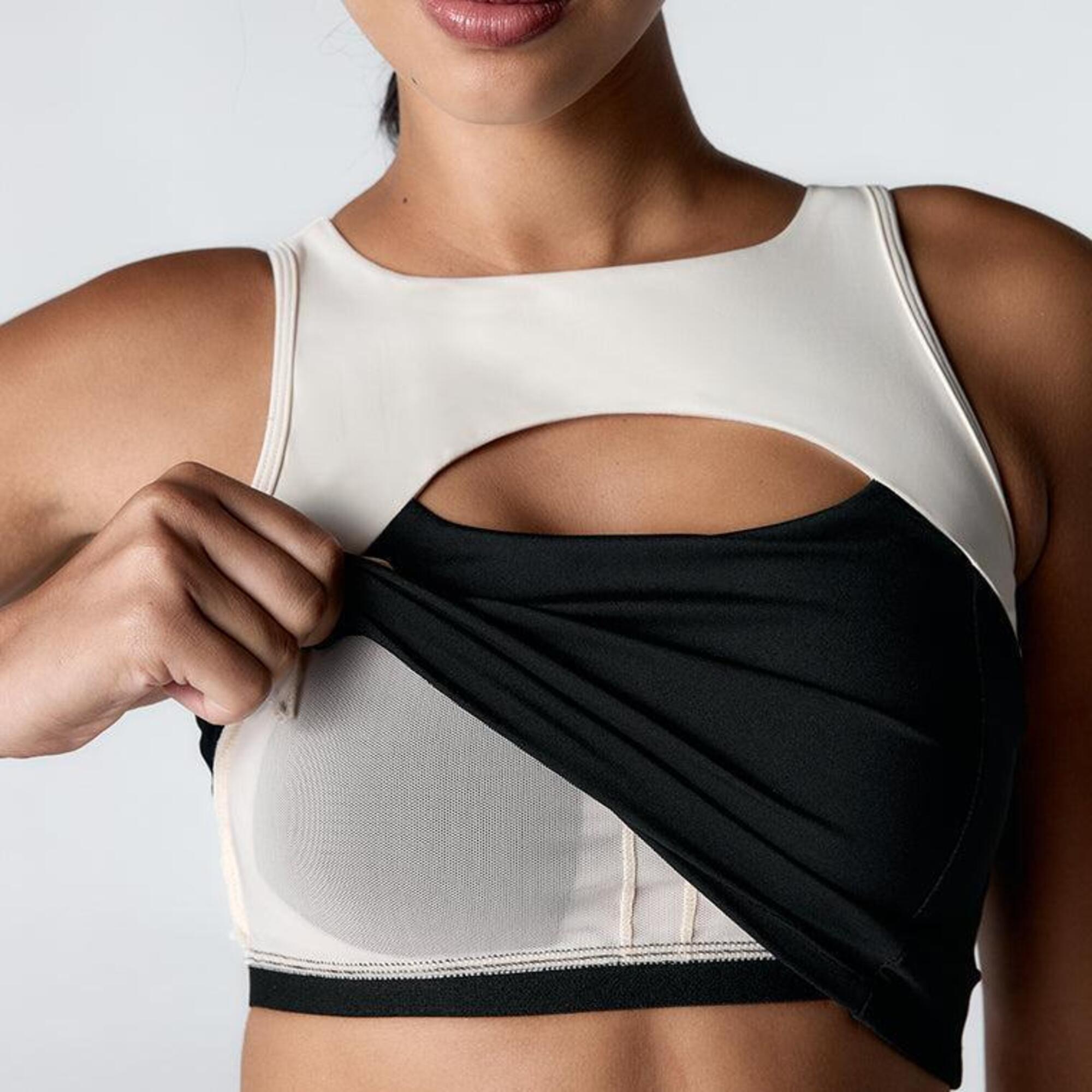 Top deportivo sujeción alta relleno extraíble Mujer Black Limba taijitu negro 4/5