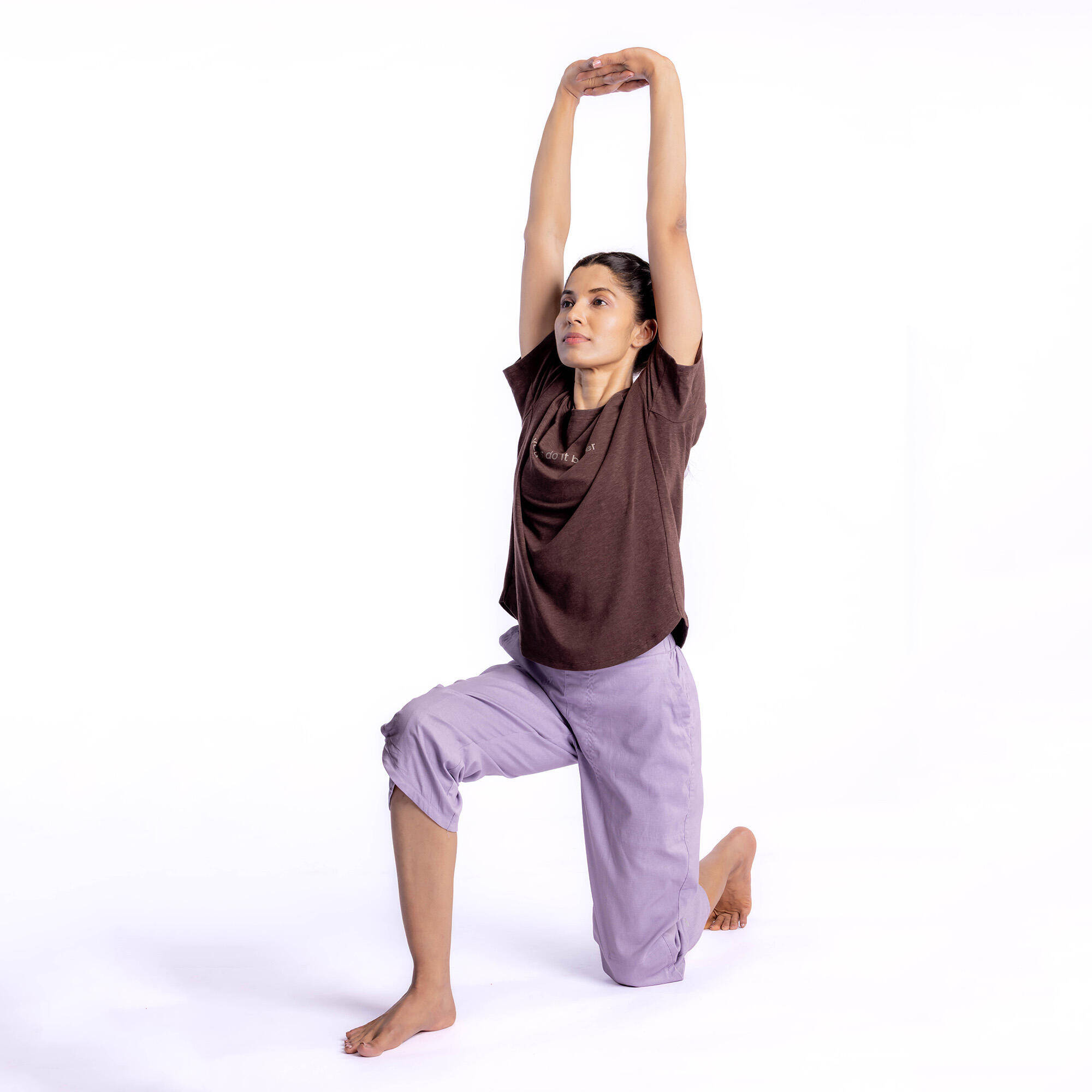 Women's Short-Sleeved Yoga T-Shirt - Wengé Brown -  1