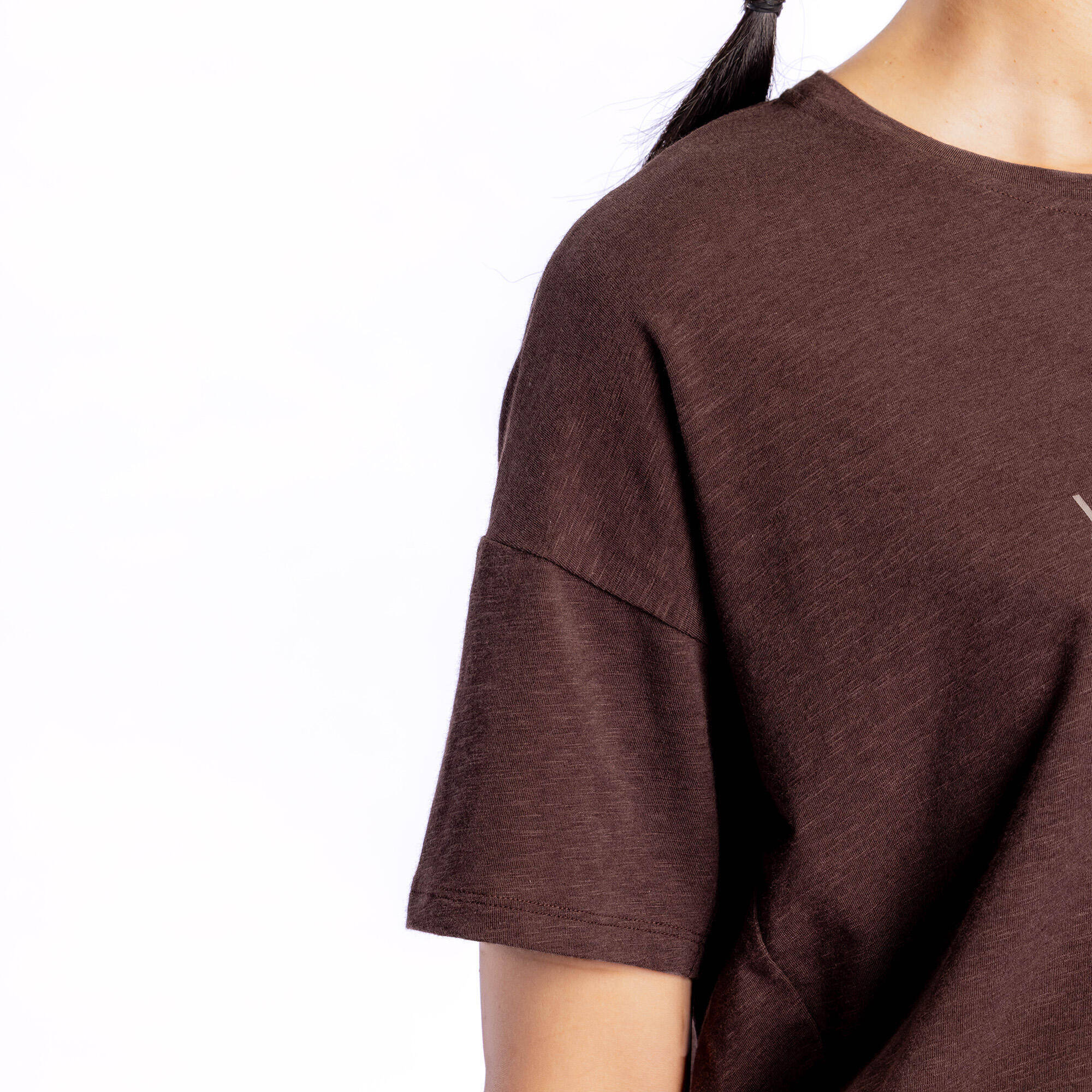 Women's Short-Sleeved Yoga T-Shirt - Wengé Brown -  5