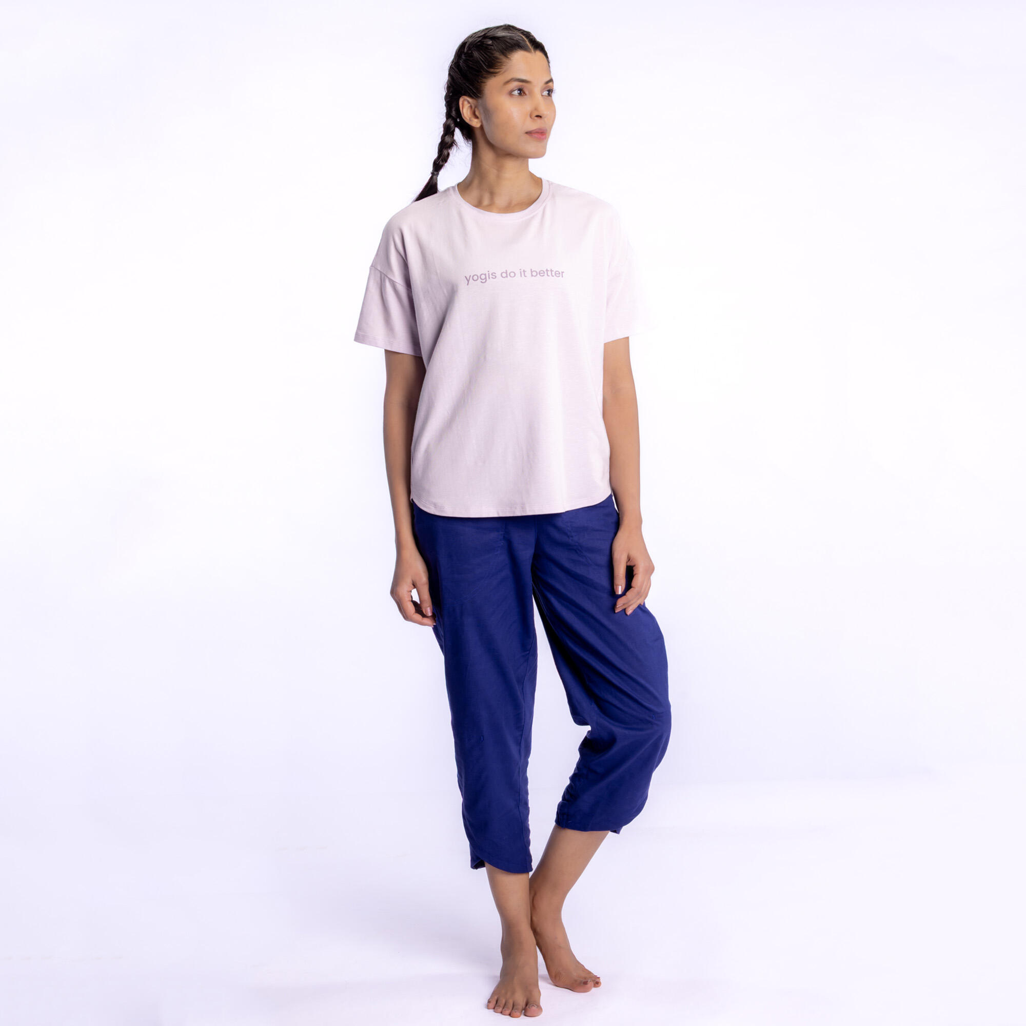 Women's Short-Sleeved Yoga T-Shirt - Purple/Lilac/Pastel