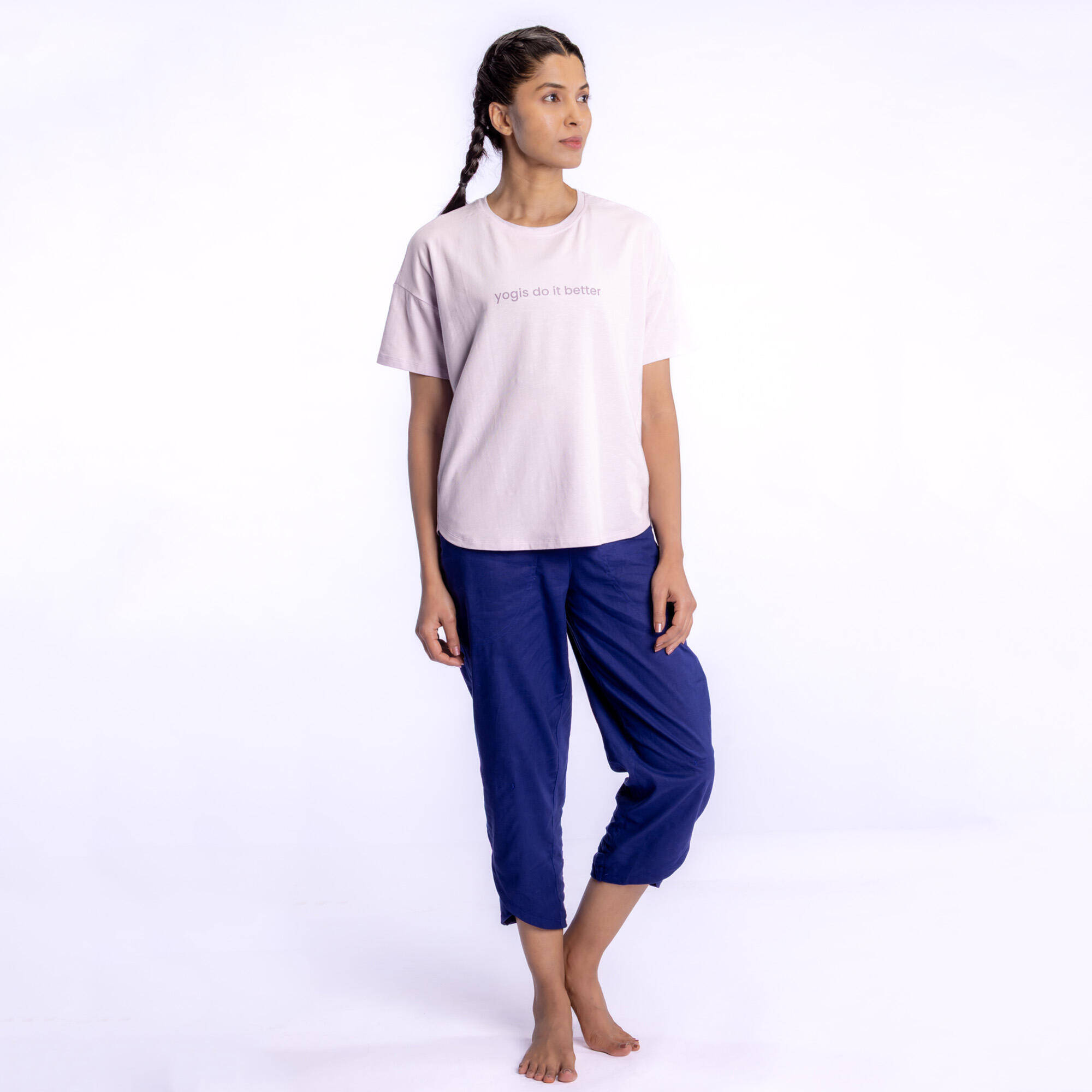 Women's Short-Sleeved Yoga T-Shirt - Purple/Lilac/Pastel