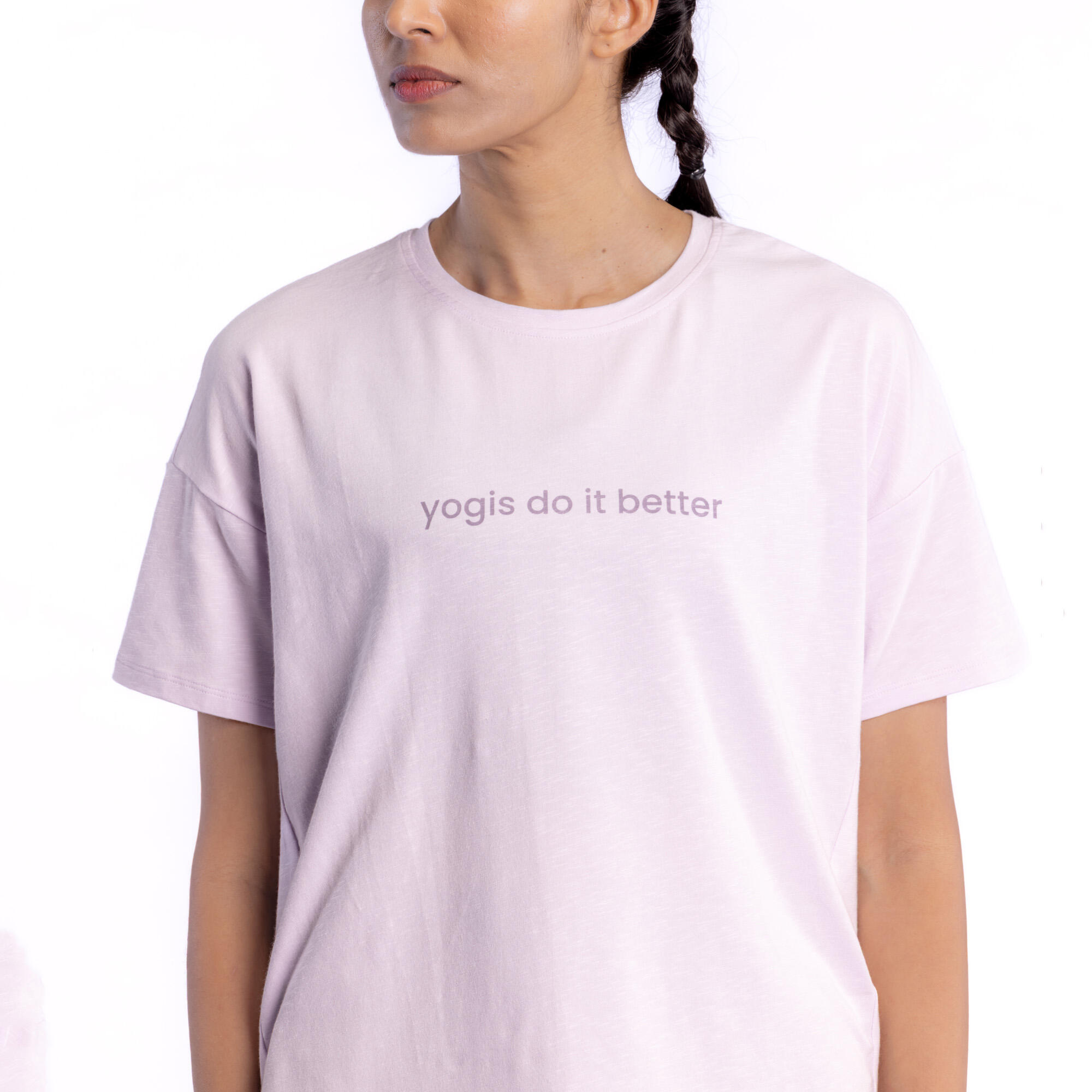 Women's Short-Sleeved Yoga T-Shirt - Purple/Lilac/Pastel