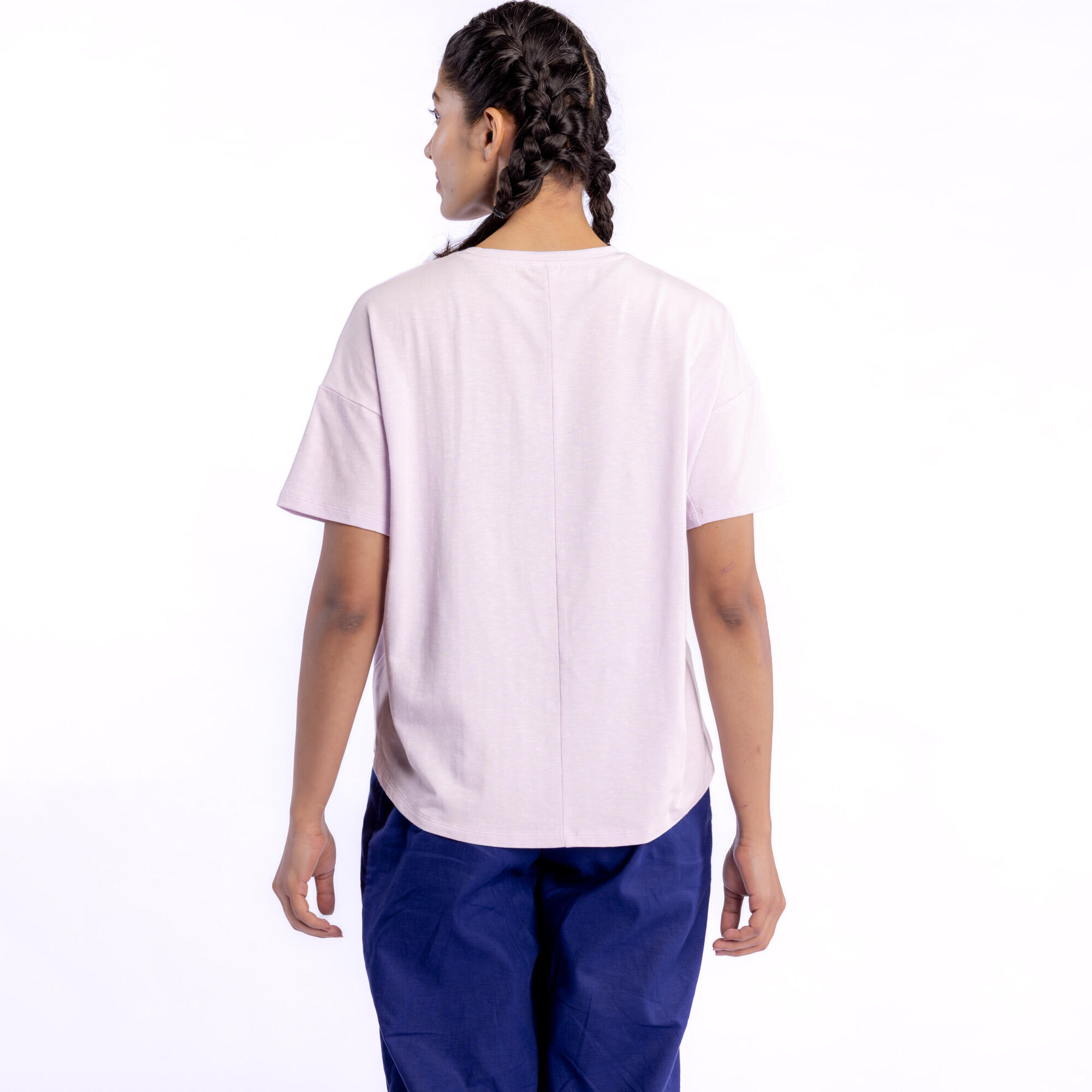 Women's Short-Sleeved Yoga T-Shirt - Purple/Lilac/Pastel