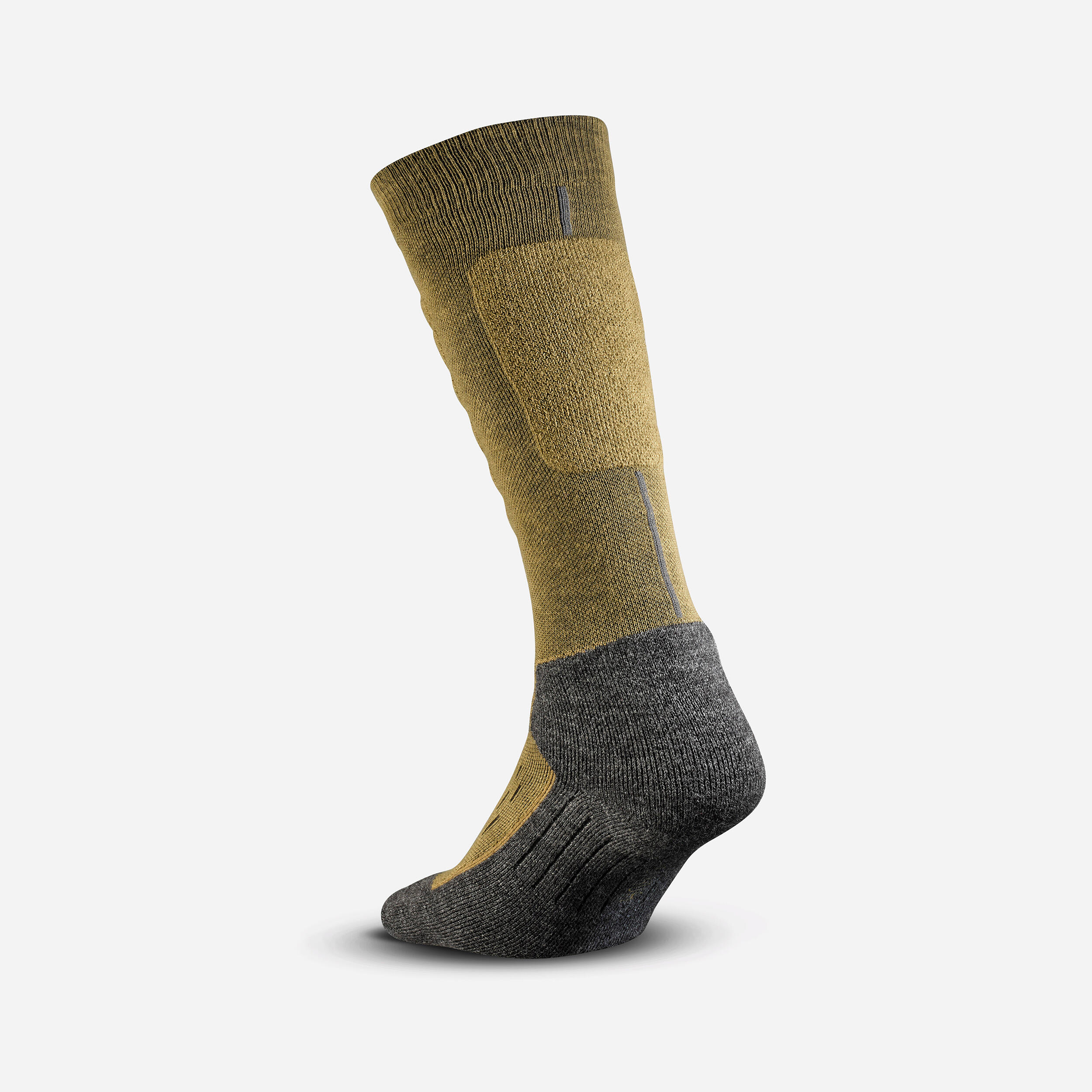 Adults’ warm and comfortable ski socks 500 - Khaki