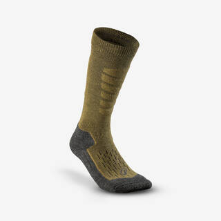 Adults’ warm and comfortable ski socks 500 - Khaki