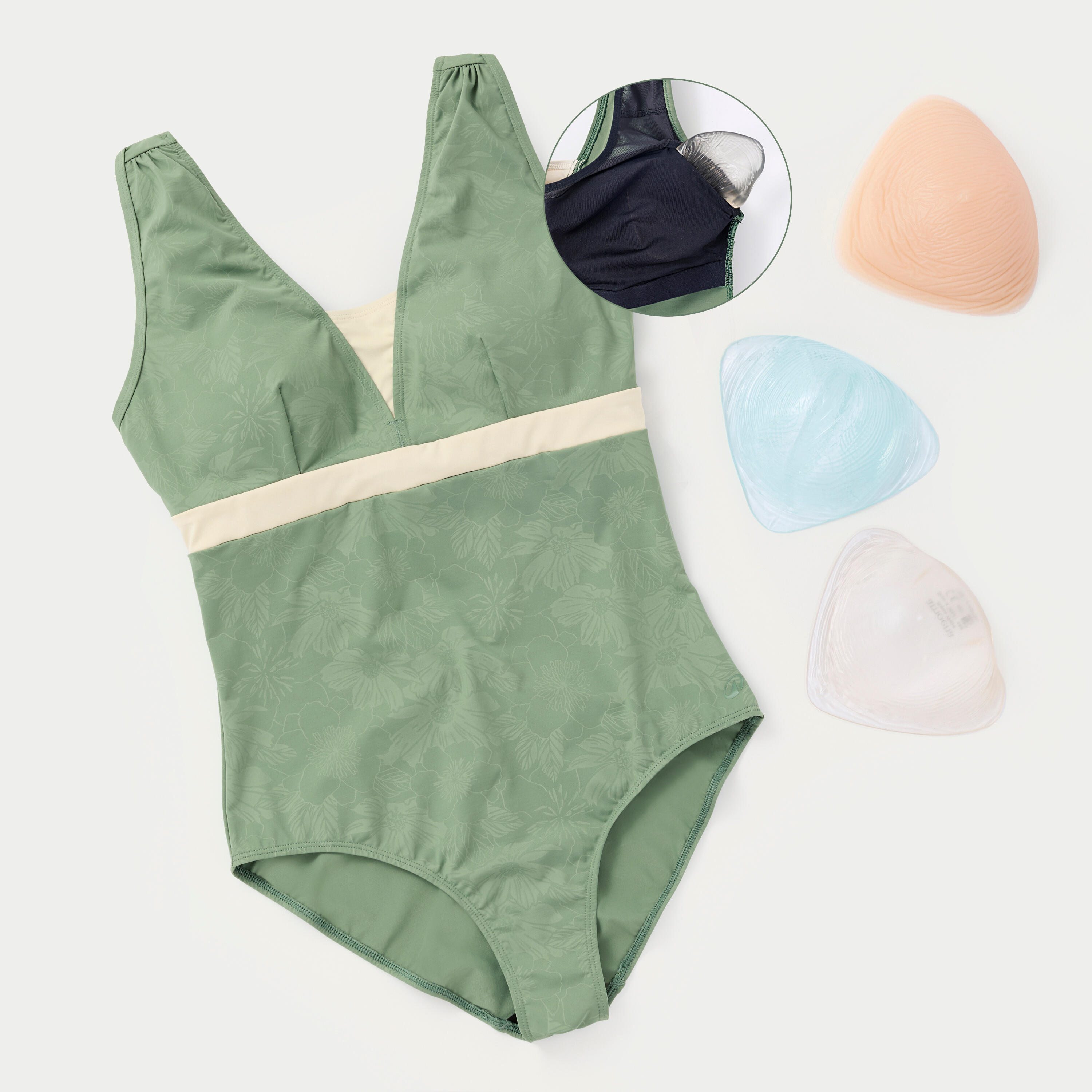 Women’s 1-Piece Mastectomy Swimsuit with Pockets for Prostheses, Aquakokoon 12/16