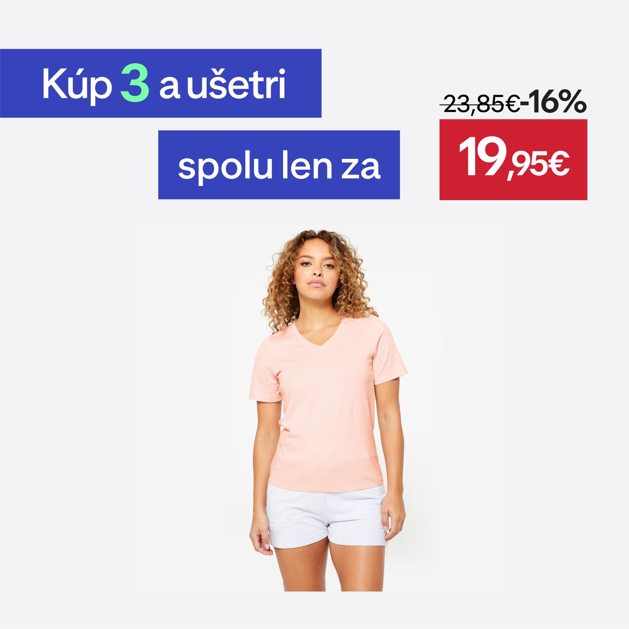 NYAMBA Dámske bavlnené tričko na fitness s výstrihom do V – bledoružové M
