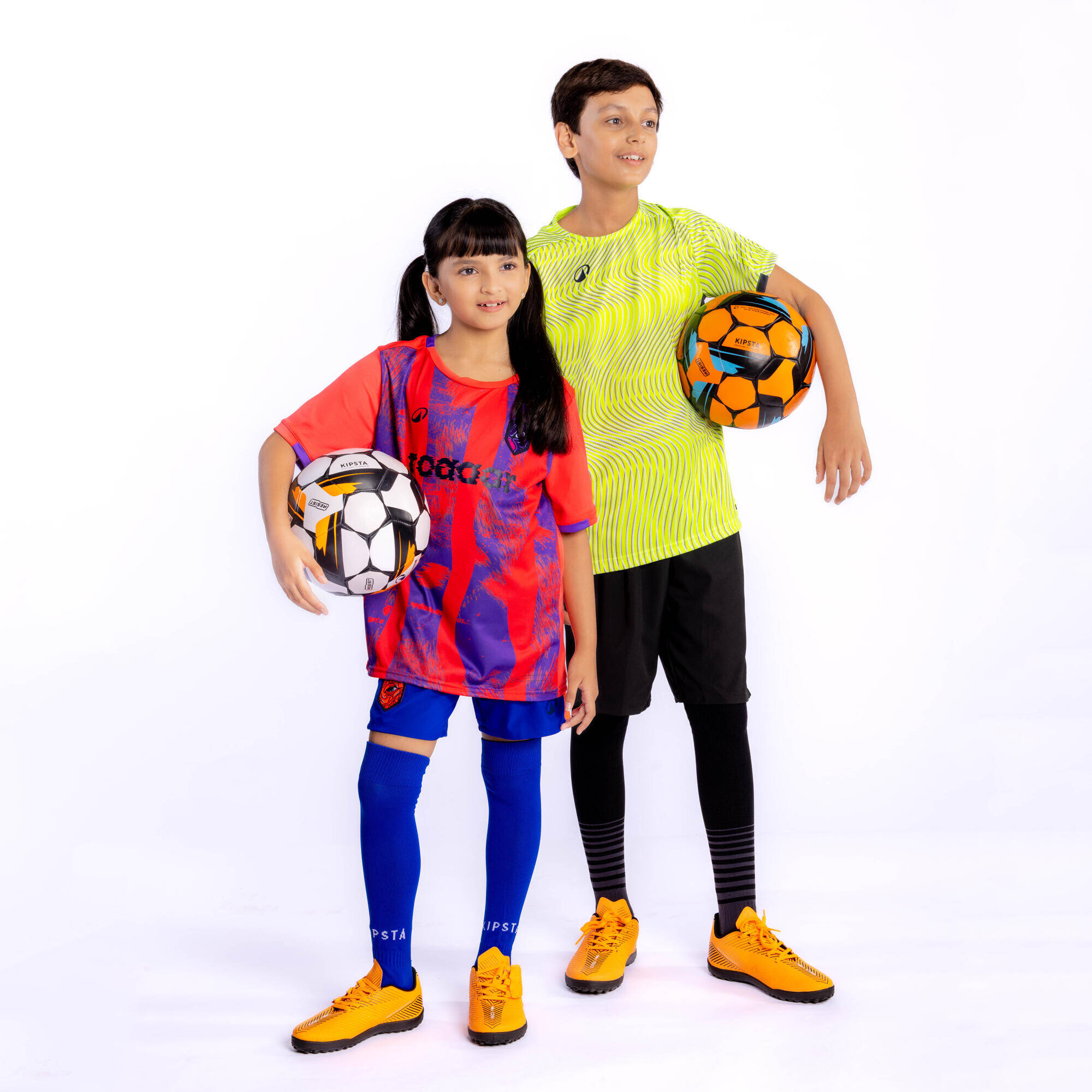 Kids' Turf Rip-Tab Football Boots 160 - Orange/Black -  3