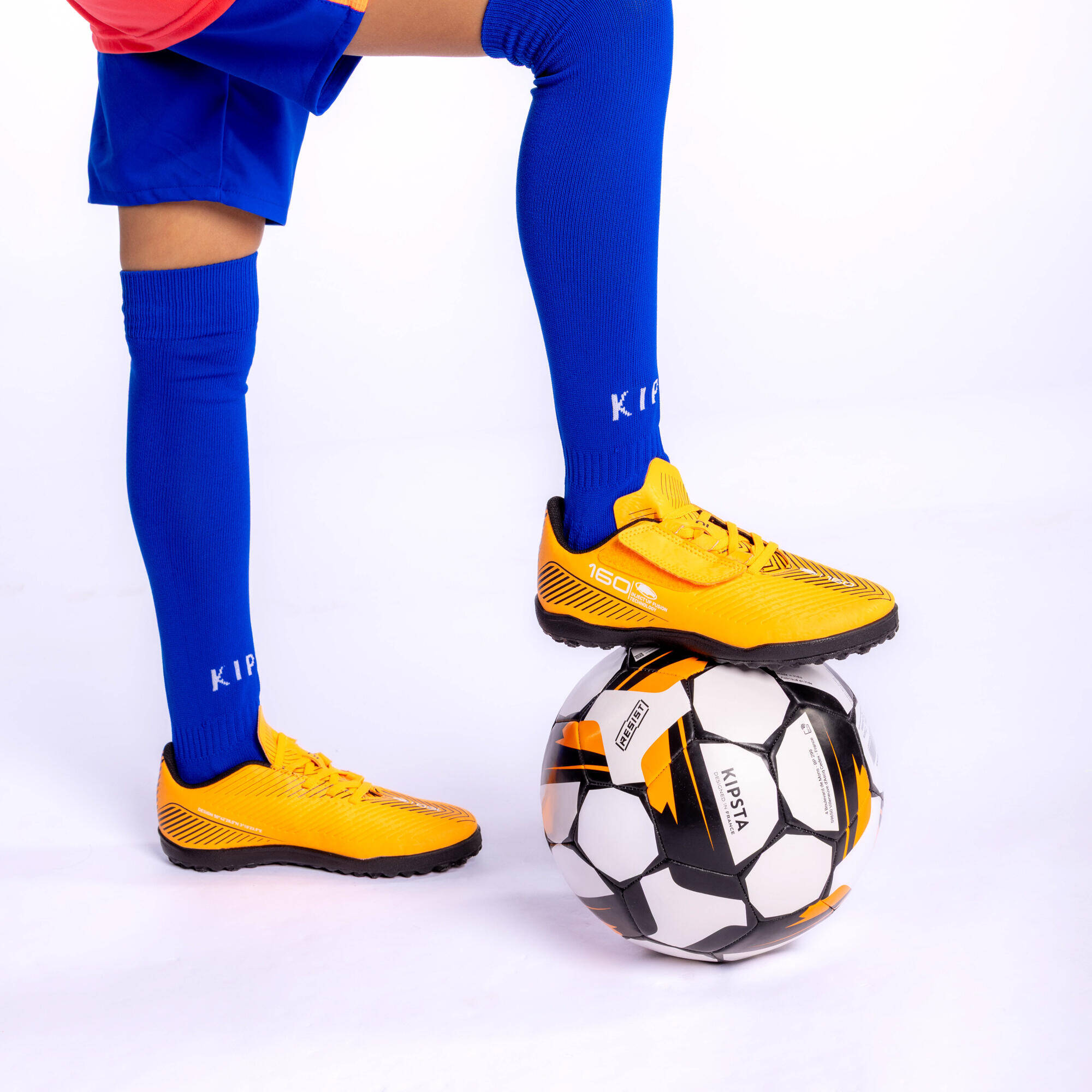Kids' Turf Rip-Tab Football Boots 160 - Orange/Black -  2
