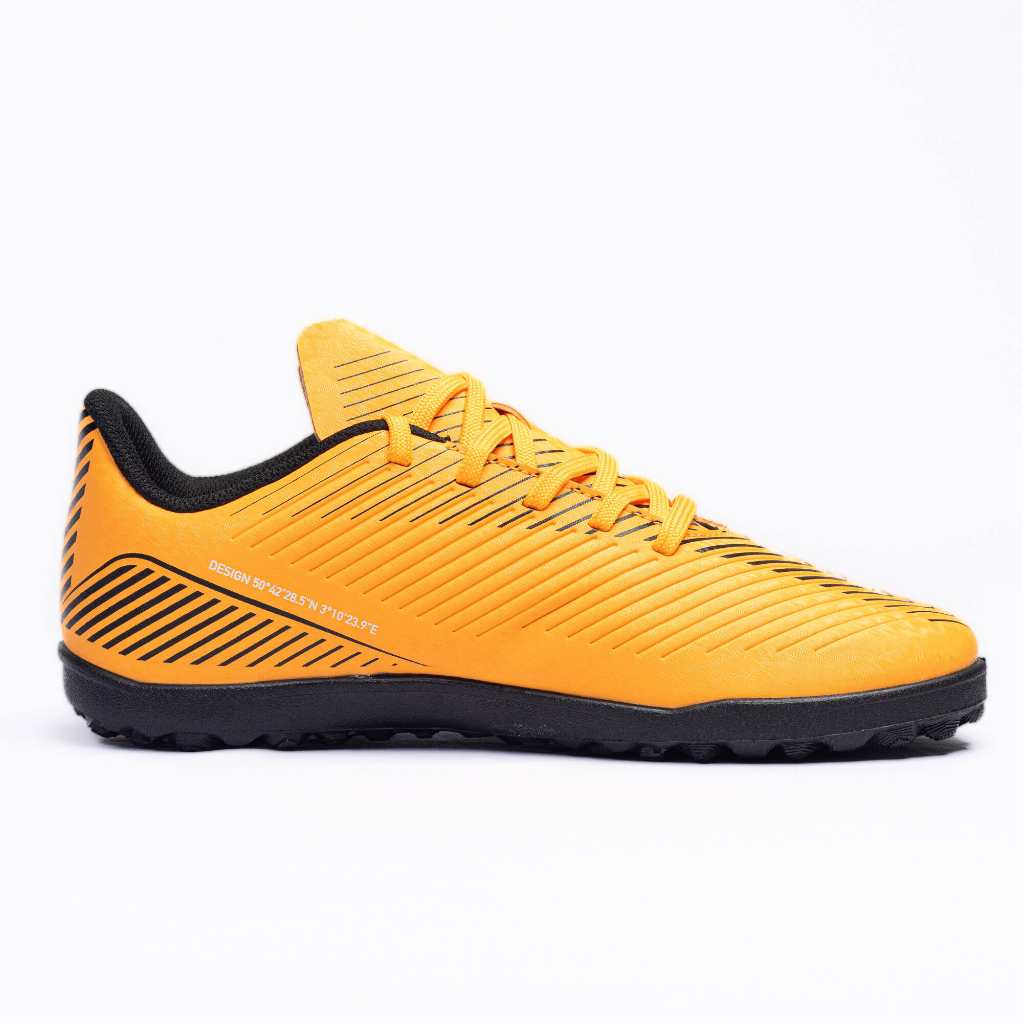 Kids' Natural Pitch Lace-Up Football Boots 160 - Orange/Black -  1