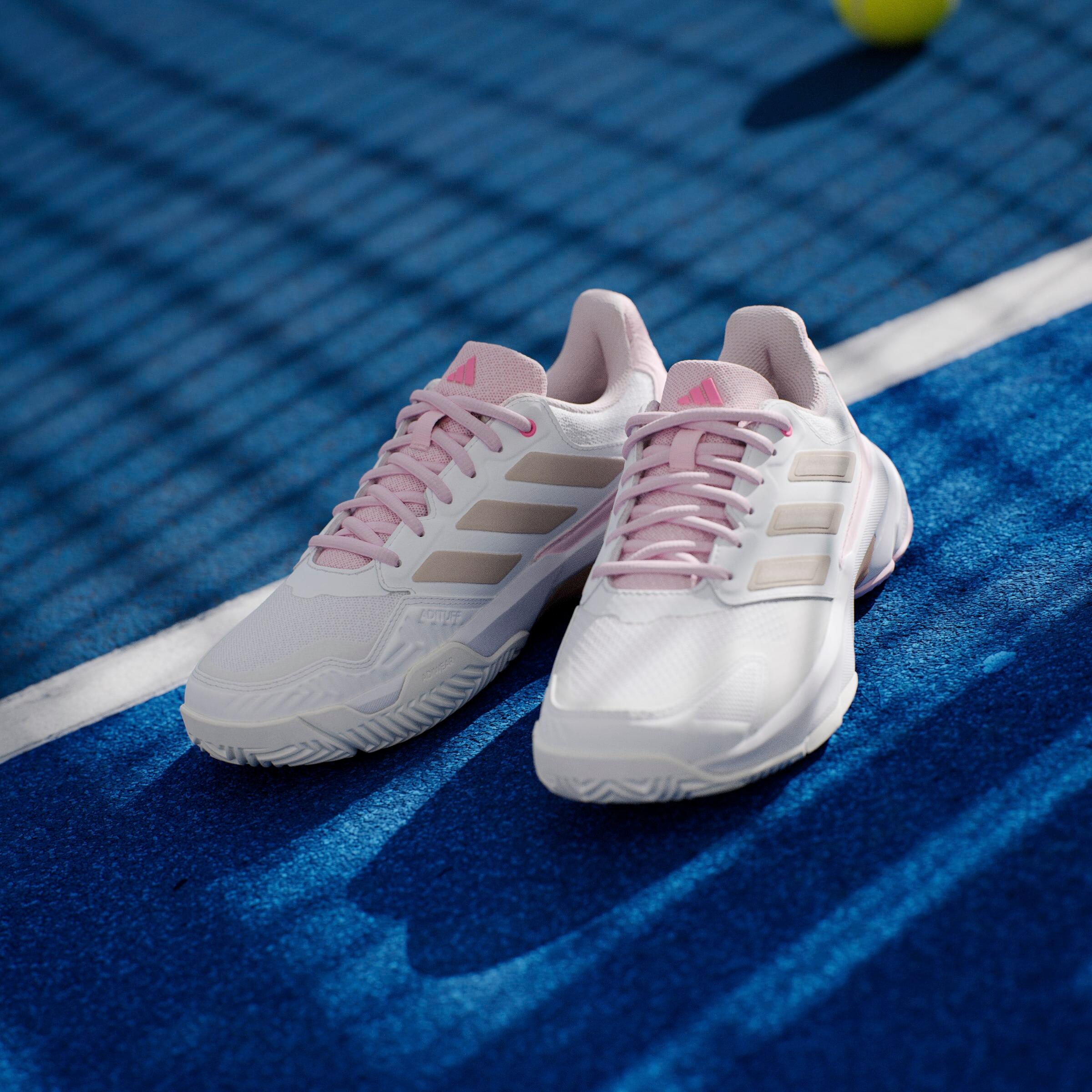 Tennisschuh Damen Multicourt - Adidas Courtjam Control 3 weiss rosa 10/17